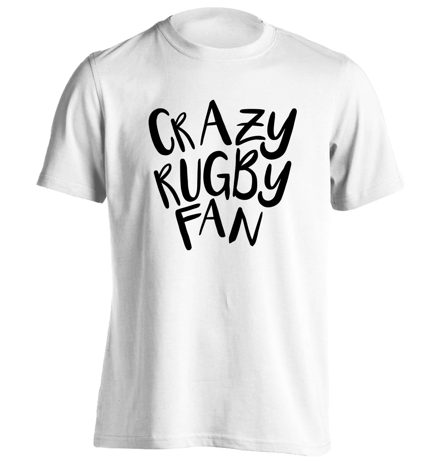 Crazy rugby fan adults unisex white Tshirt 2XL