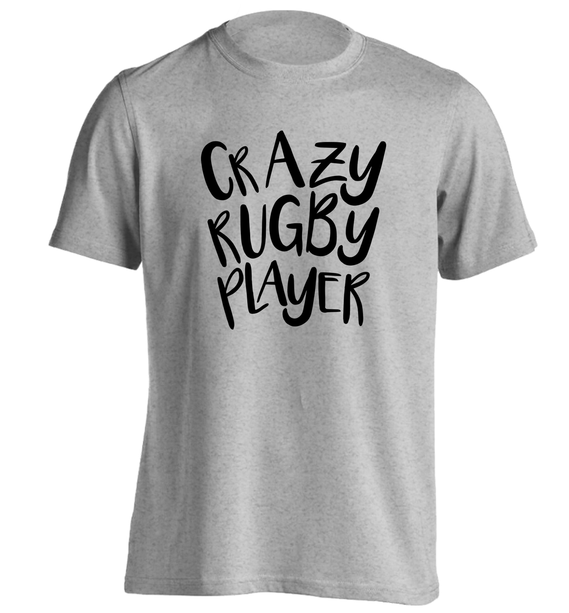 Crazy rugby player adults unisex grey Tshirt 2XL