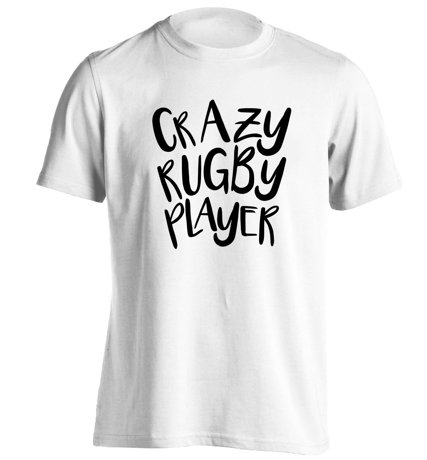 Crazy rugby player adults unisex white Tshirt 2XL