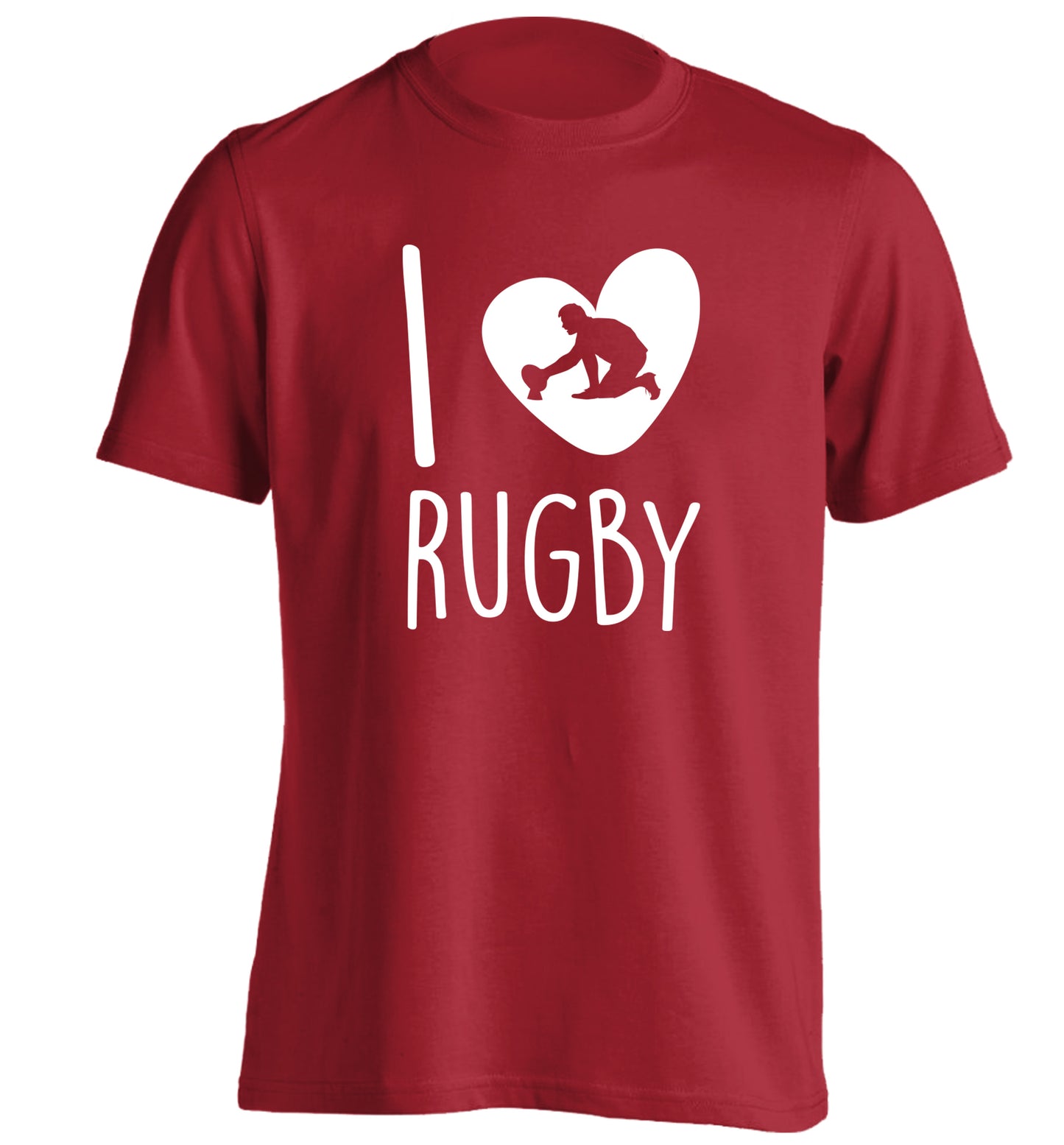 I love rugby adults unisex red Tshirt 2XL
