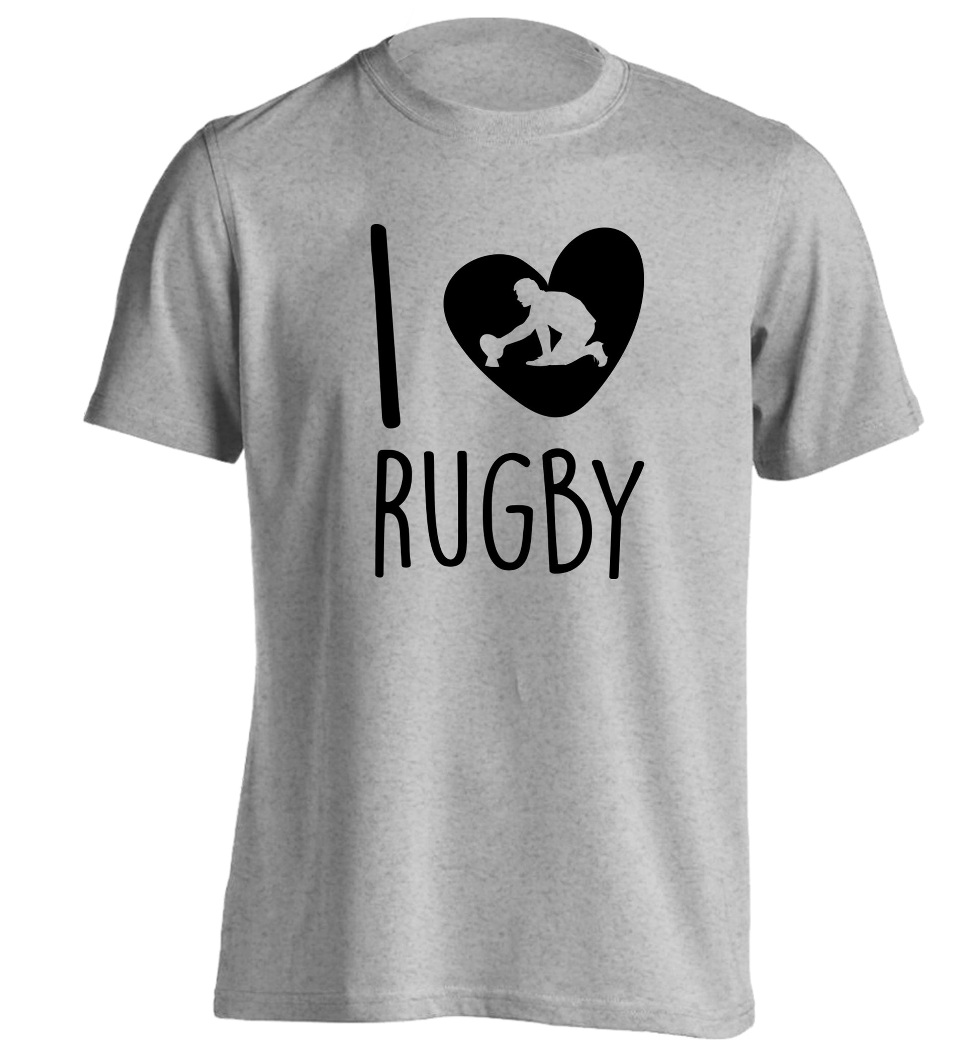 I love rugby adults unisex grey Tshirt 2XL
