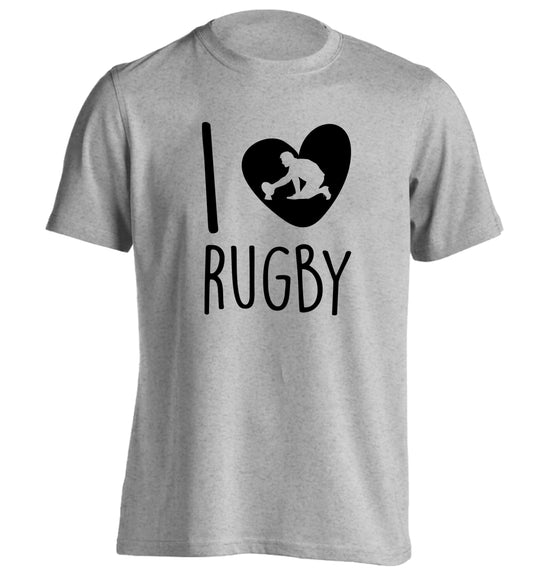 I love rugby adults unisex grey Tshirt 2XL