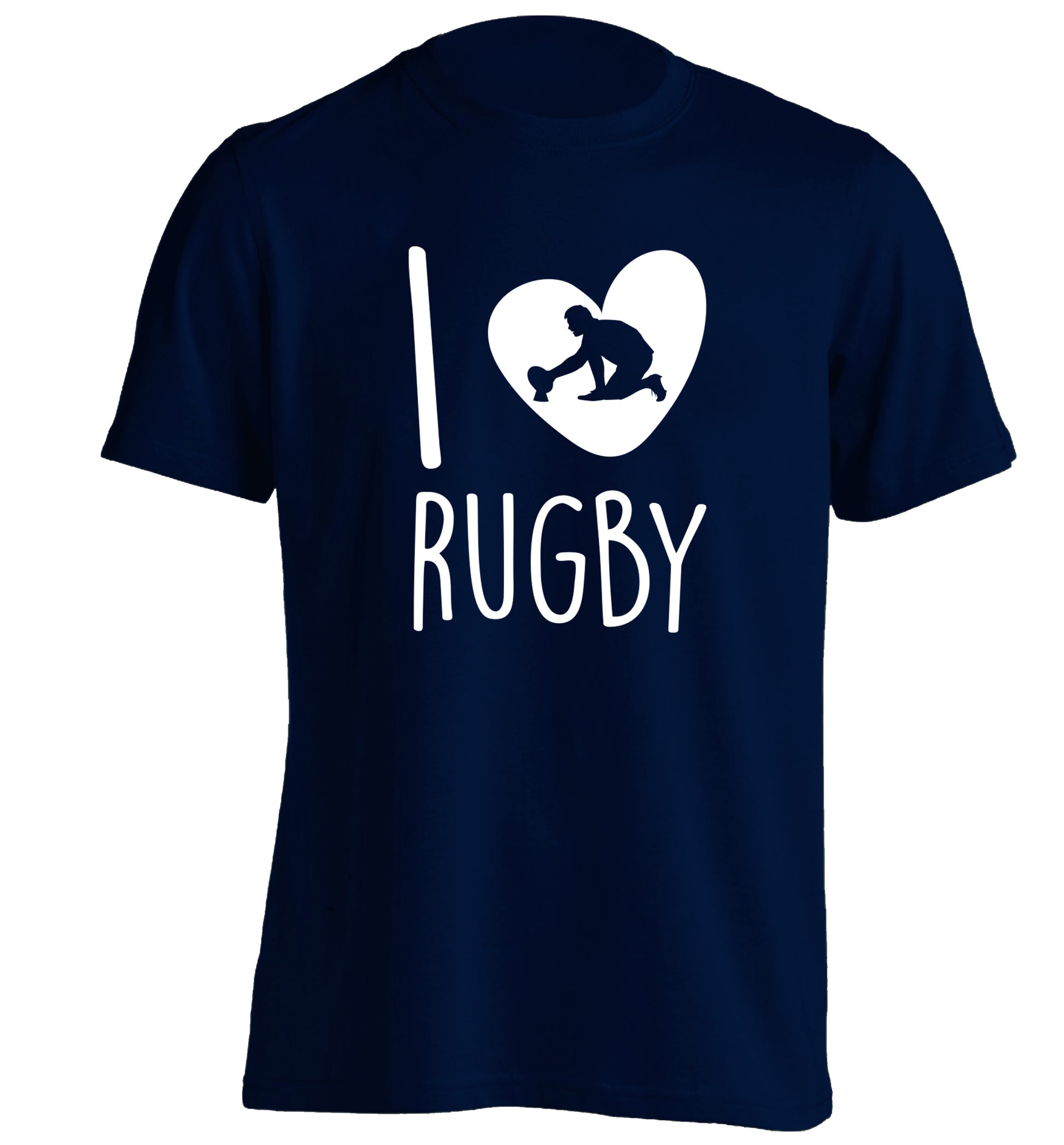 I love rugby adults unisex navy Tshirt 2XL