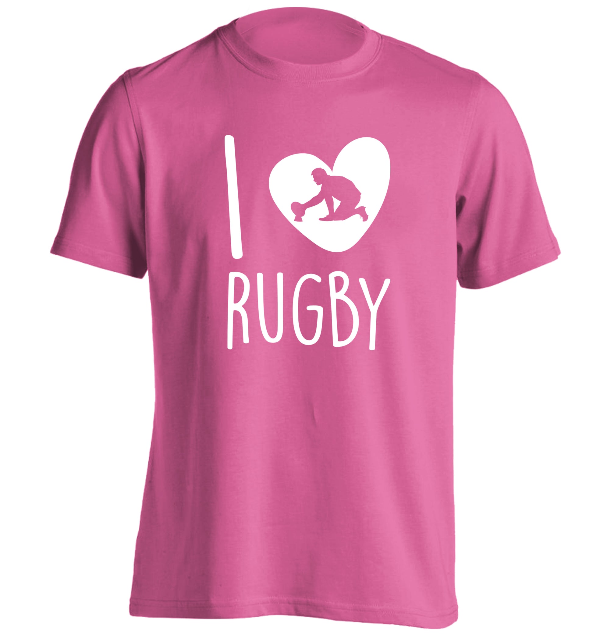 I love rugby adults unisex pink Tshirt 2XL