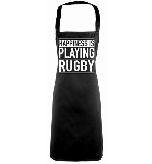 Happiness is playing rugby black apron