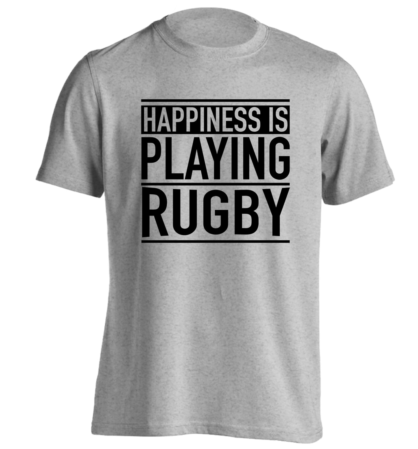 Happiness is playing rugby adults unisex grey Tshirt 2XL