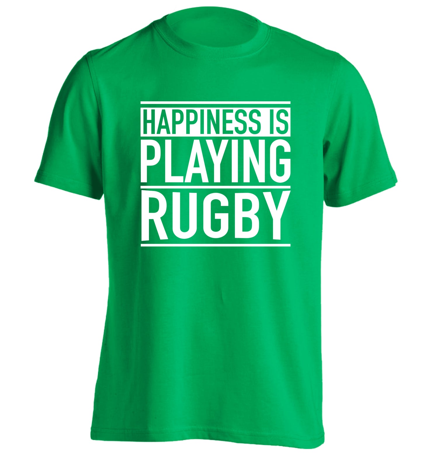 Happiness is playing rugby adults unisex green Tshirt 2XL