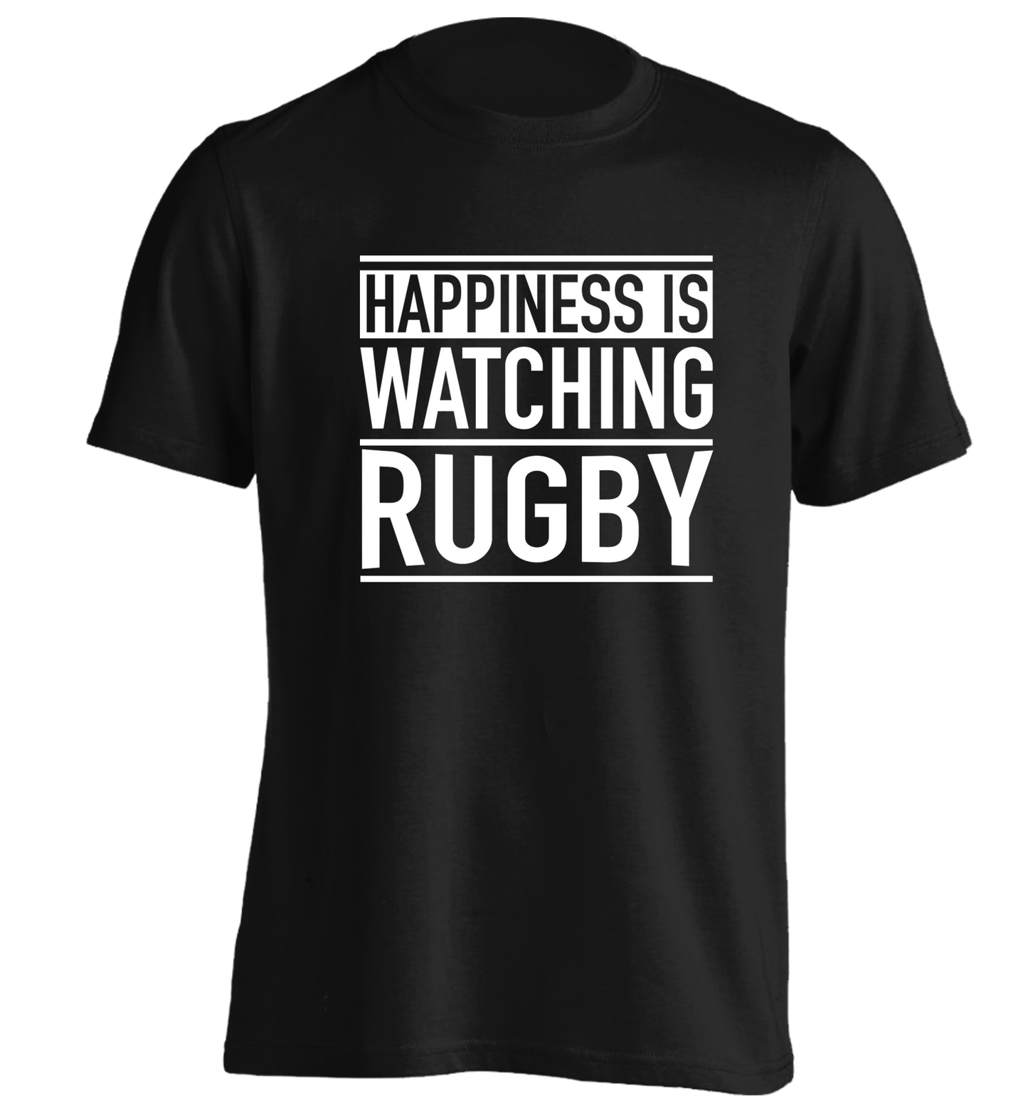 Happiness is watching rugby adults unisex black Tshirt 2XL