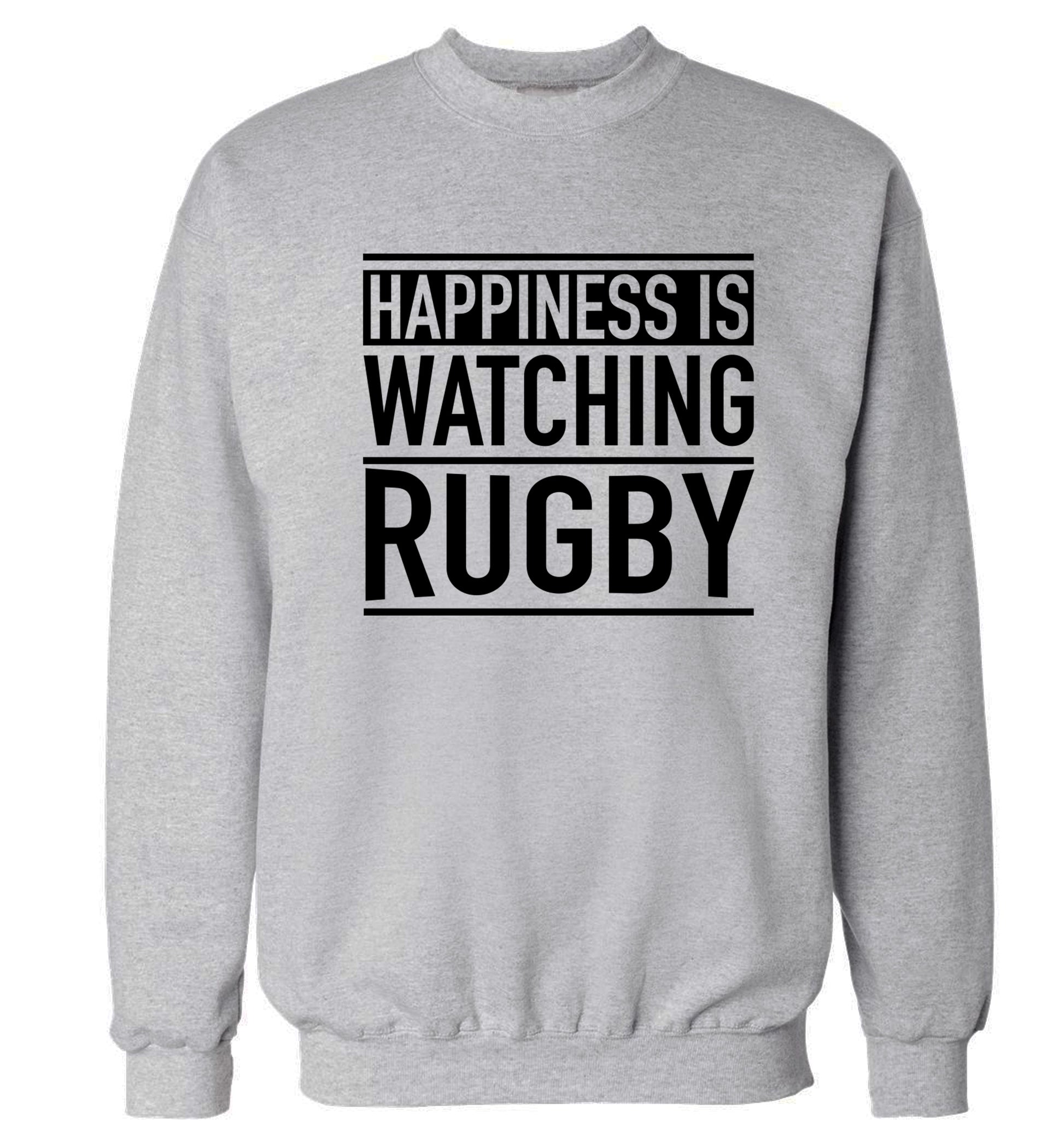 Happiness is watching rugby Adult's unisex grey Sweater 2XL