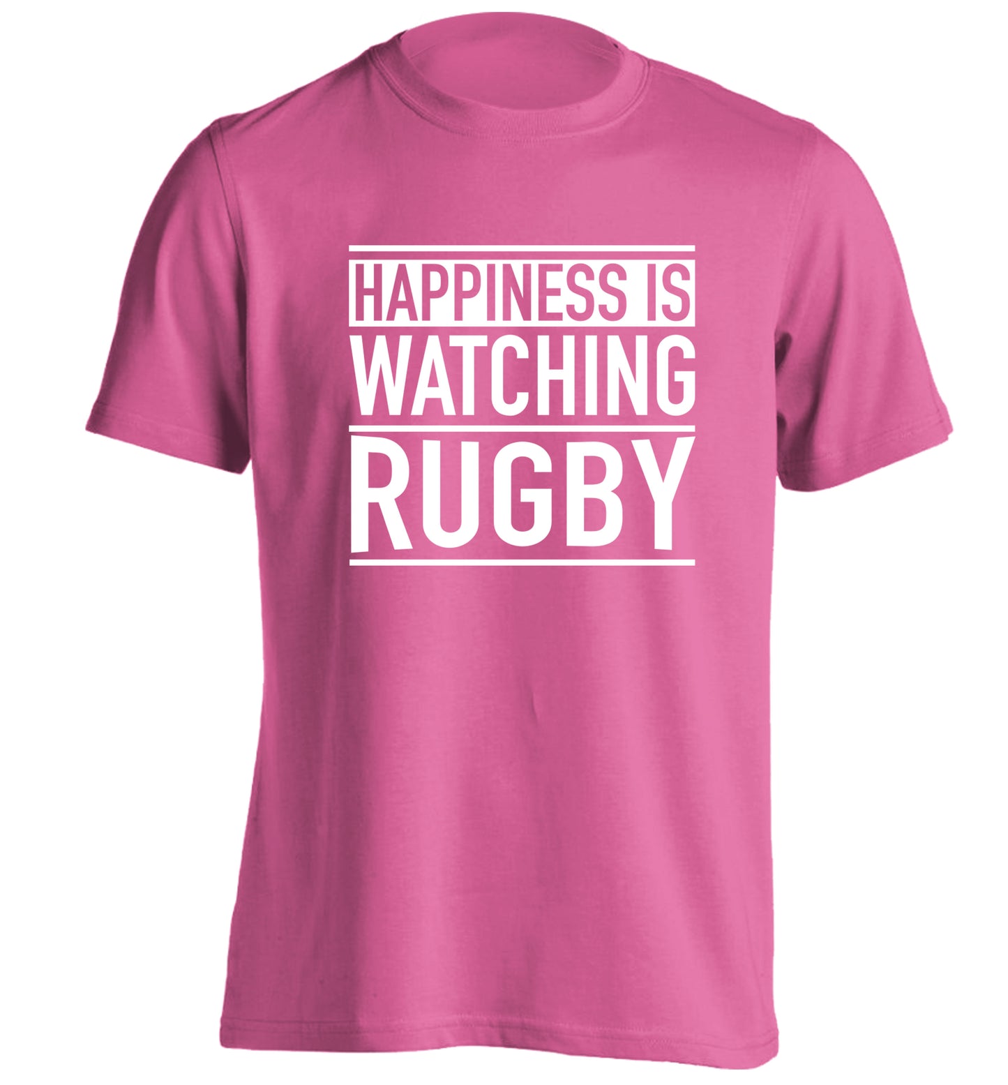 Happiness is watching rugby adults unisex pink Tshirt 2XL