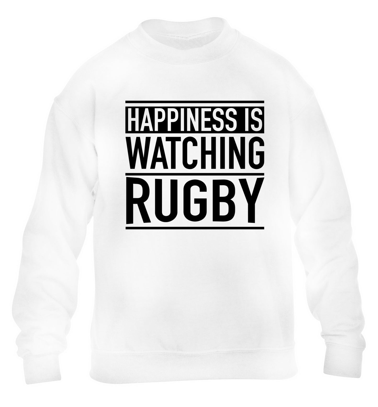 Happiness is watching rugby children's white sweater 12-13 Years