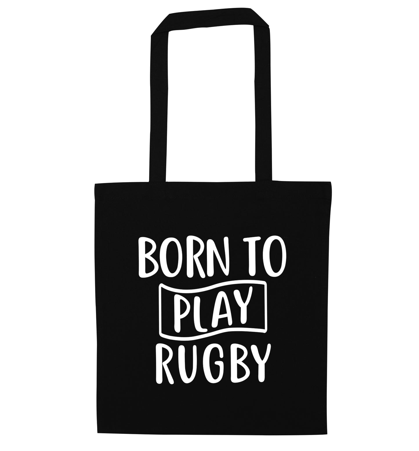 Born to play rugby black tote bag