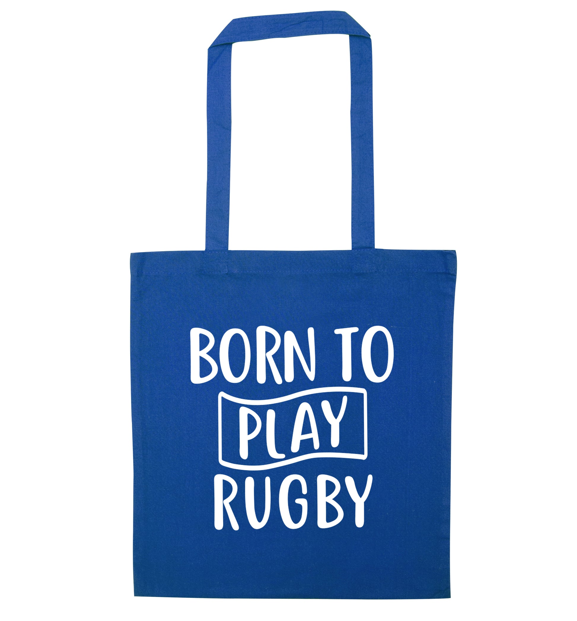 Born to play rugby blue tote bag