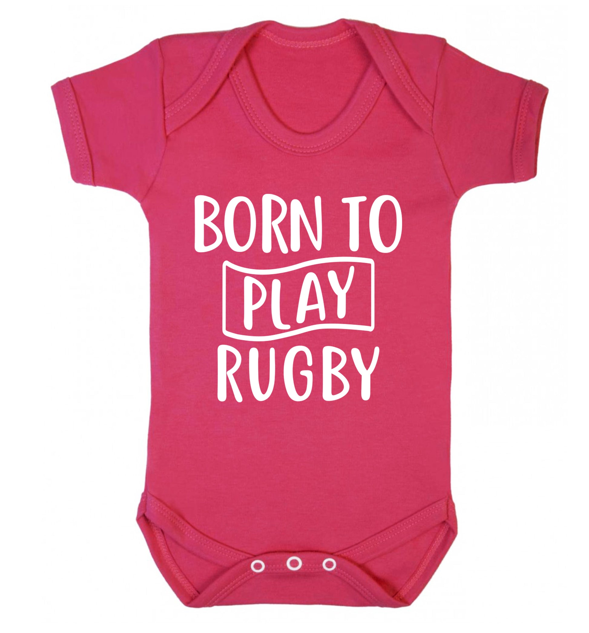 Born to play rugby Baby Vest dark pink 18-24 months