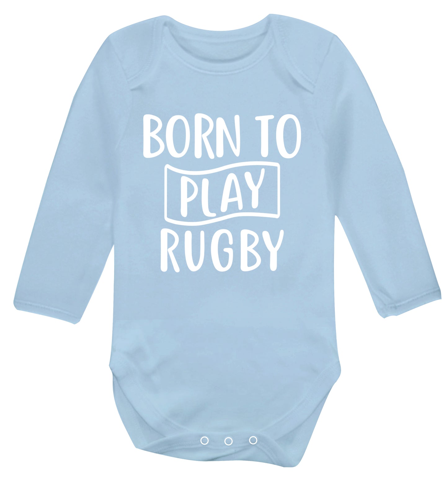 Born to play rugby Baby Vest long sleeved pale blue 6-12 months