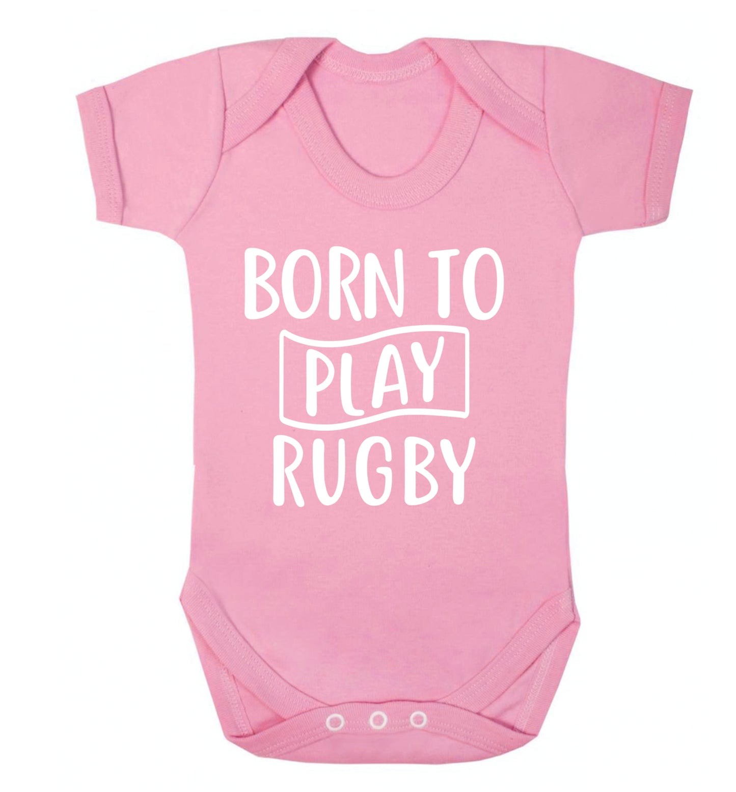Born to play rugby Baby Vest pale pink 18-24 months