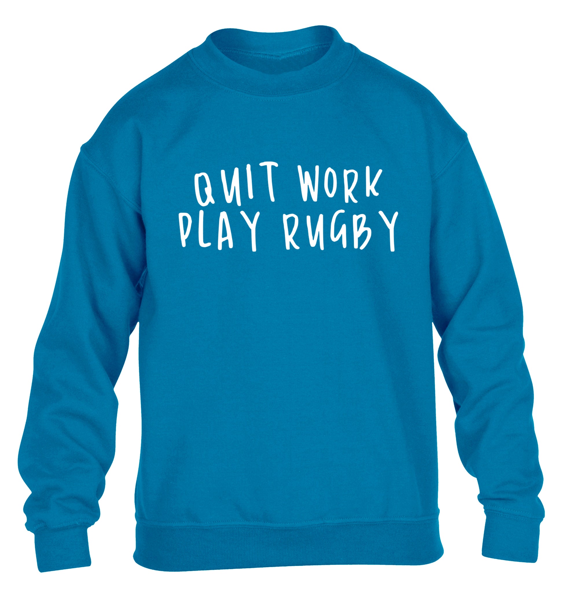 Quit work play rugby children's blue sweater 12-13 Years