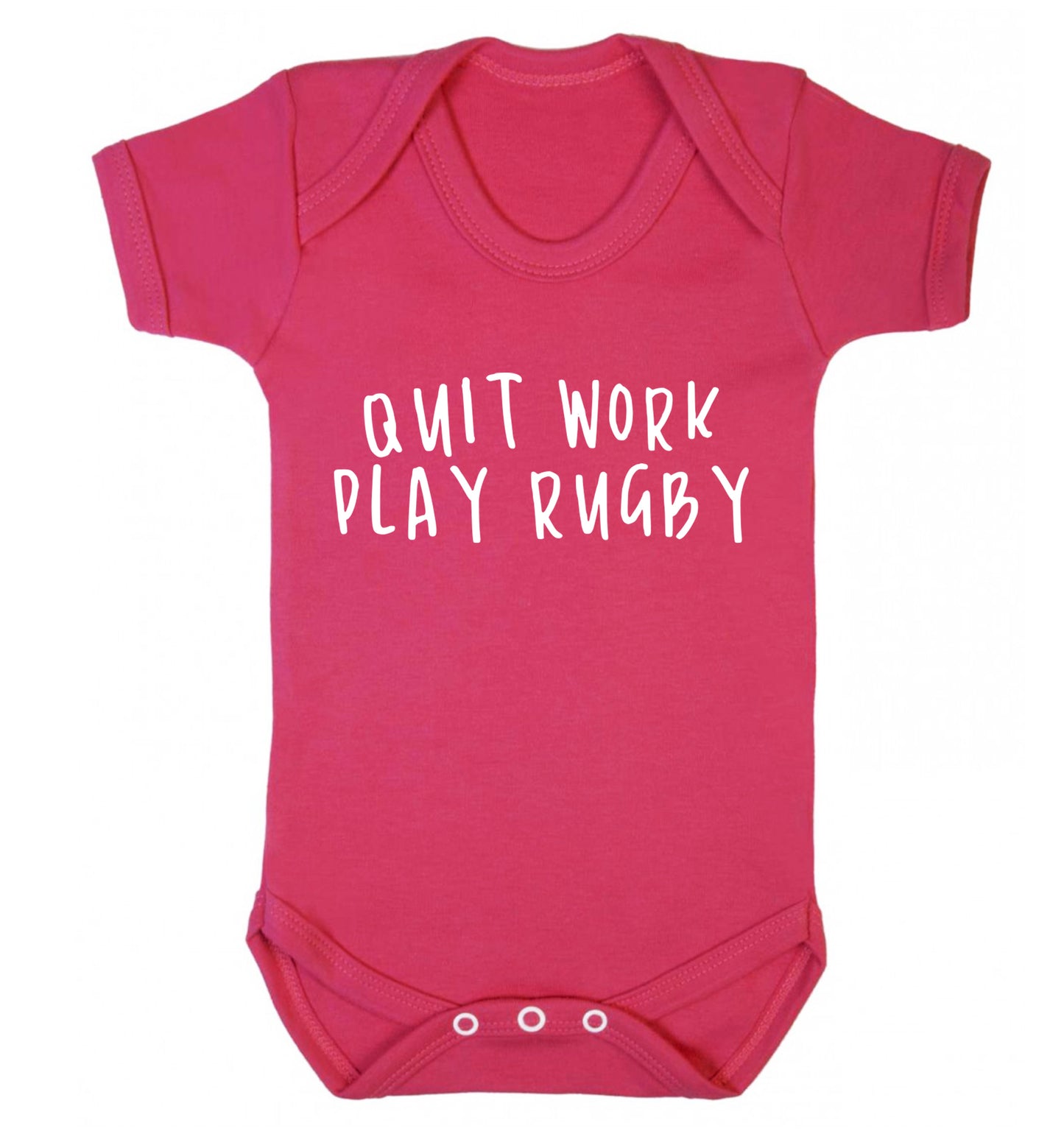 Quit work play rugby Baby Vest dark pink 18-24 months