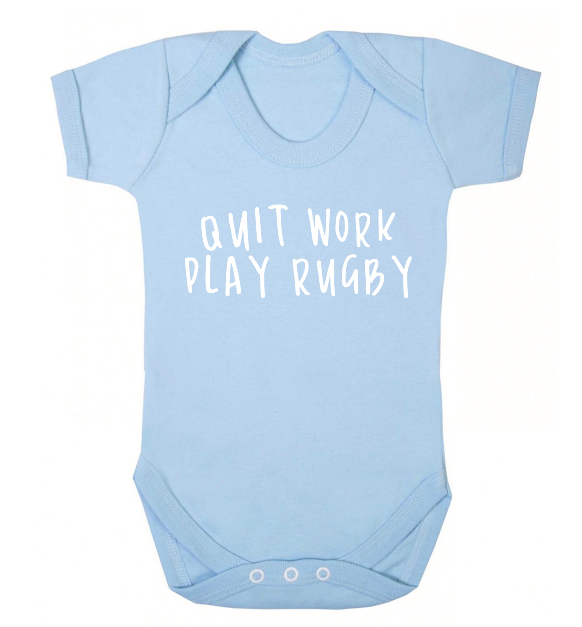 Quit work play rugby Baby Vest pale blue 18-24 months