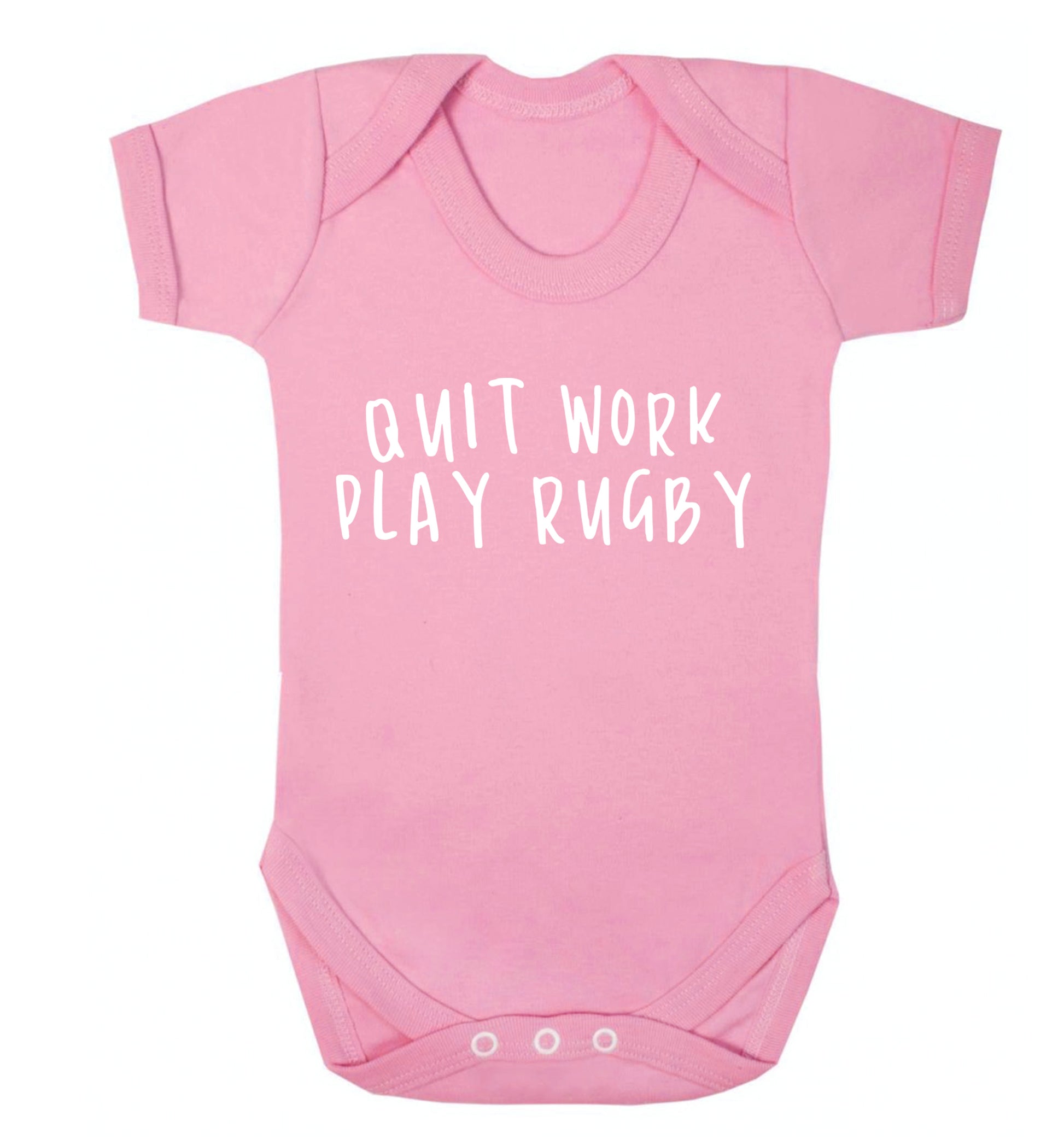 Quit work play rugby Baby Vest pale pink 18-24 months
