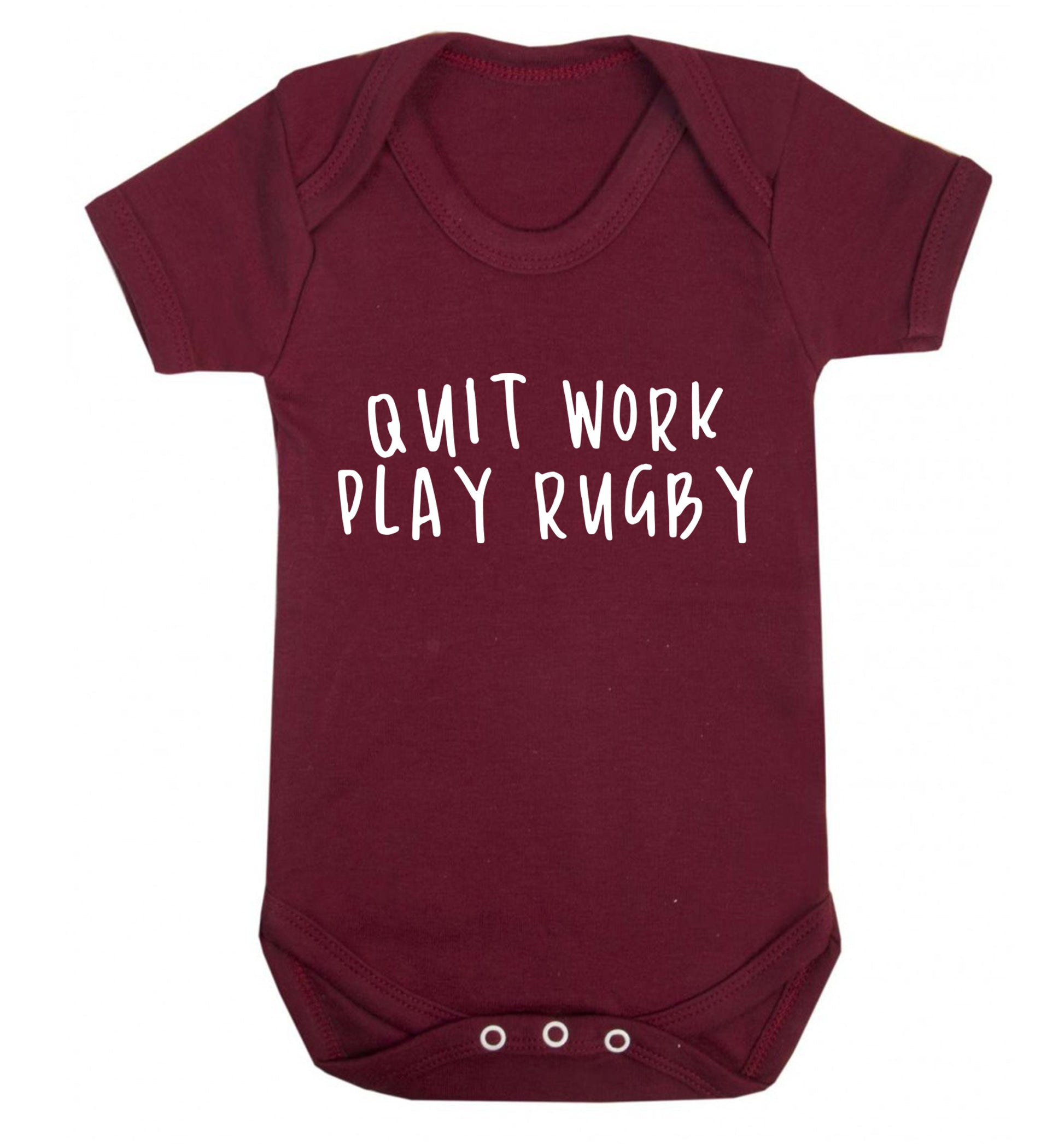 Quit work play rugby Baby Vest maroon 18-24 months