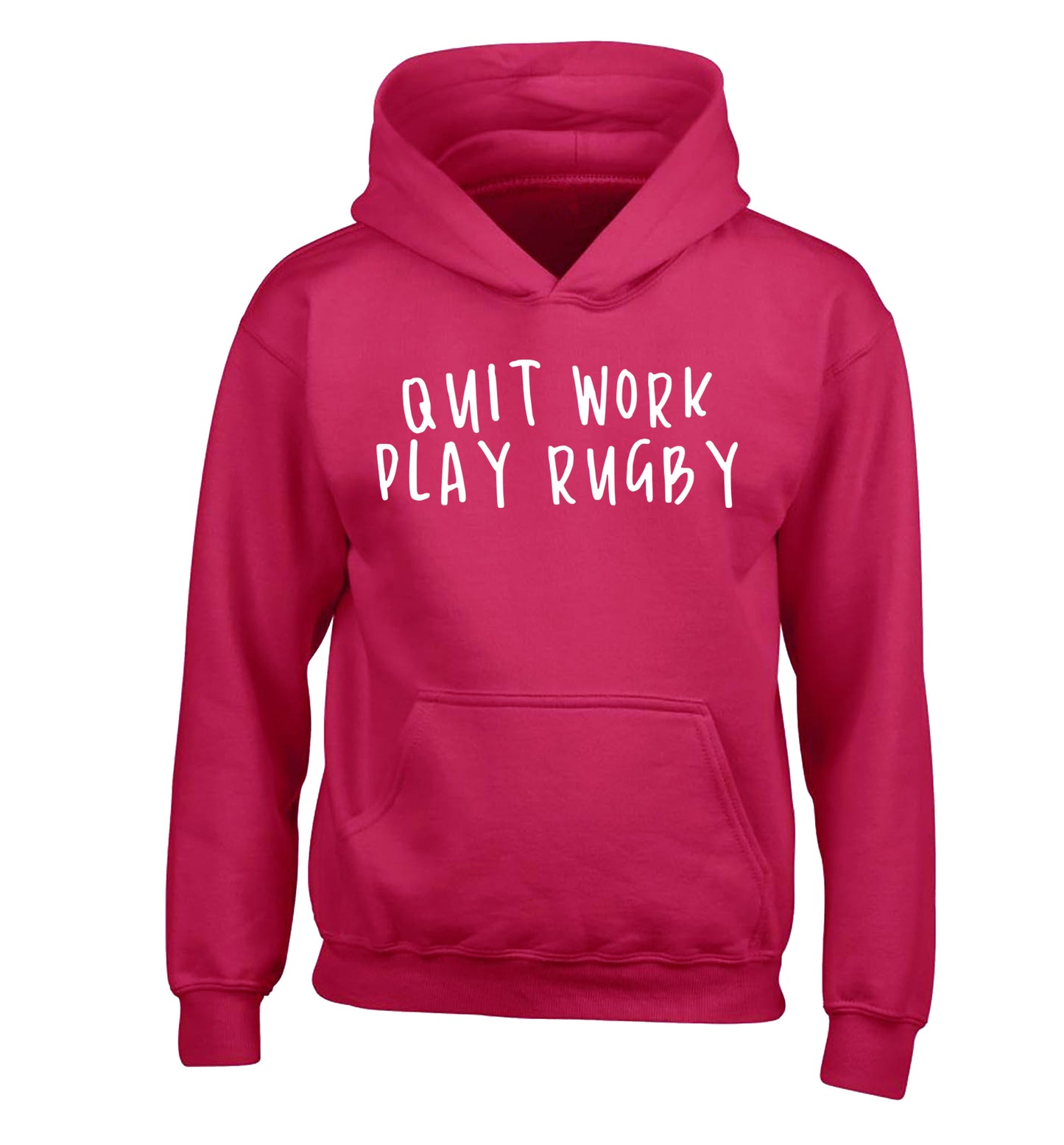Quit work play rugby children's pink hoodie 12-13 Years