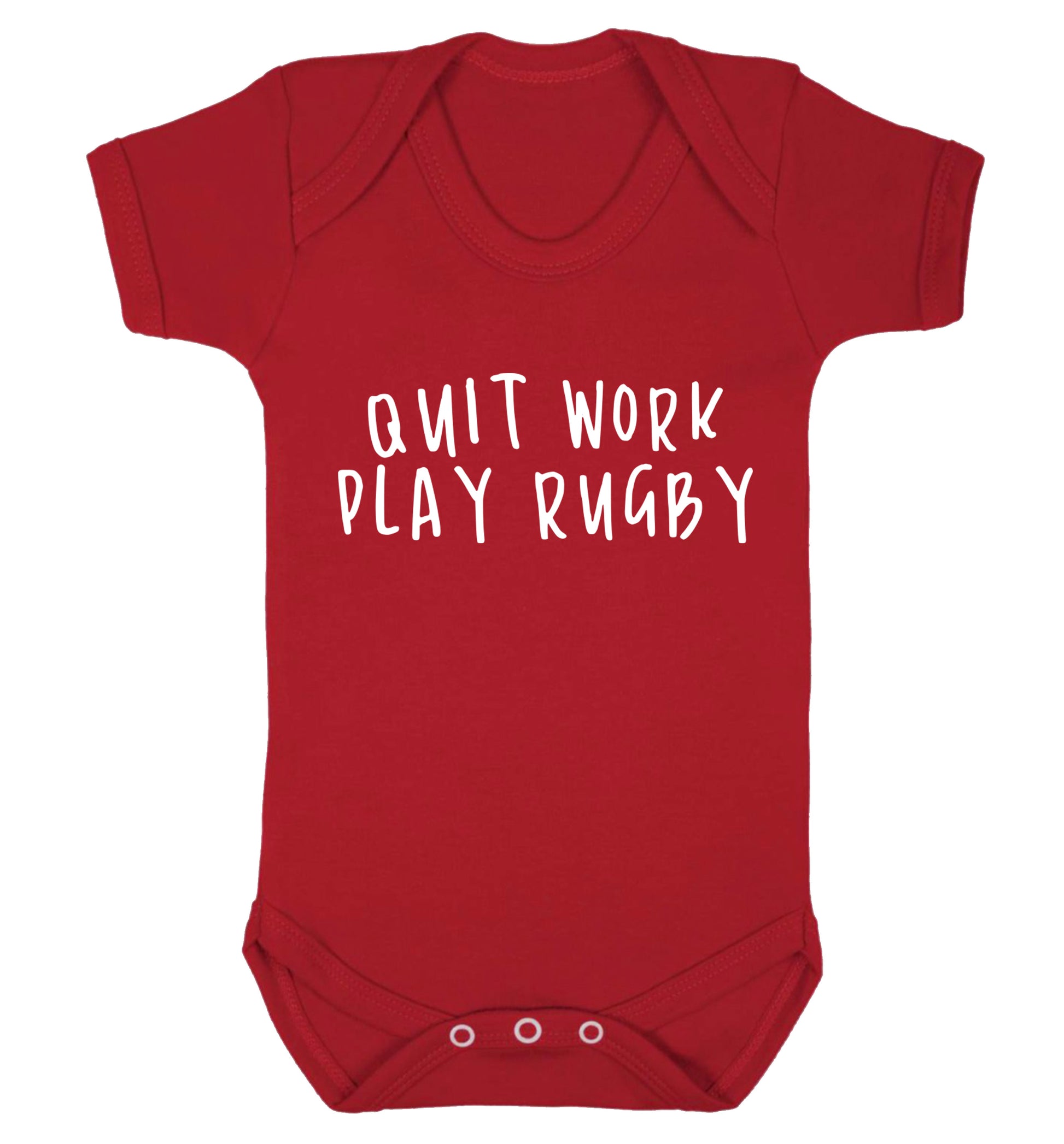 Quit work play rugby Baby Vest red 18-24 months