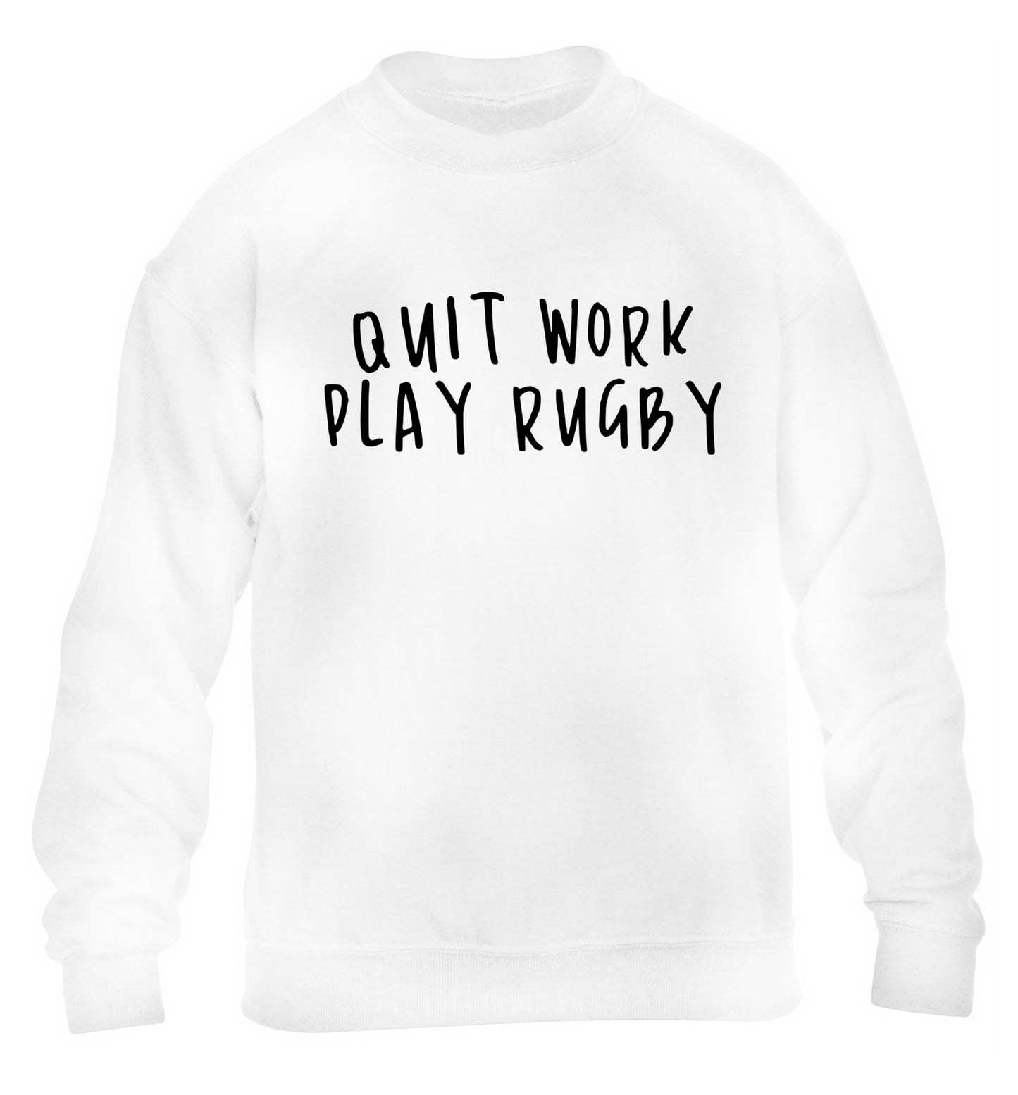 Quit work play rugby children's white sweater 12-13 Years