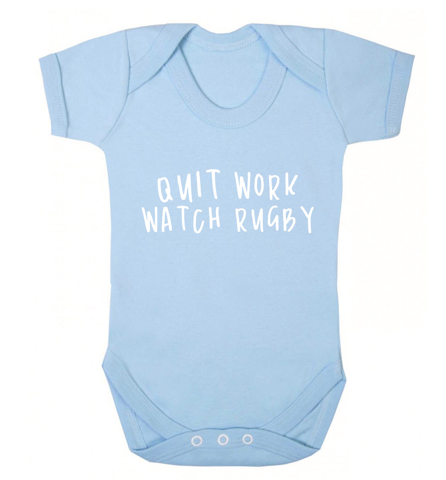 Quit work watch rugby Baby Vest pale blue 18-24 months