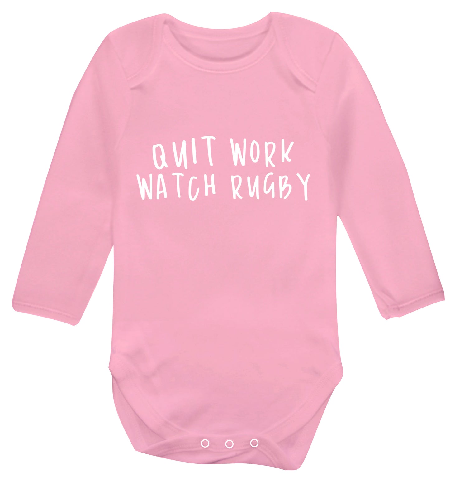 Quit work watch rugby Baby Vest long sleeved pale pink 6-12 months