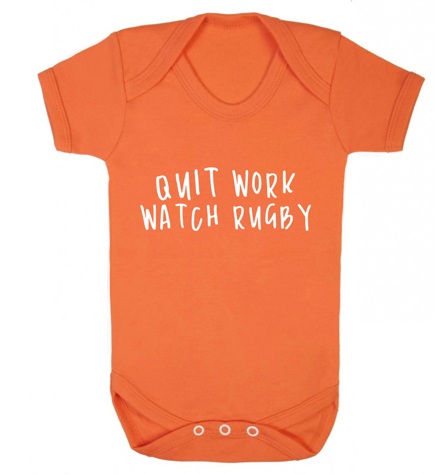 Quit work watch rugby Baby Vest orange 18-24 months