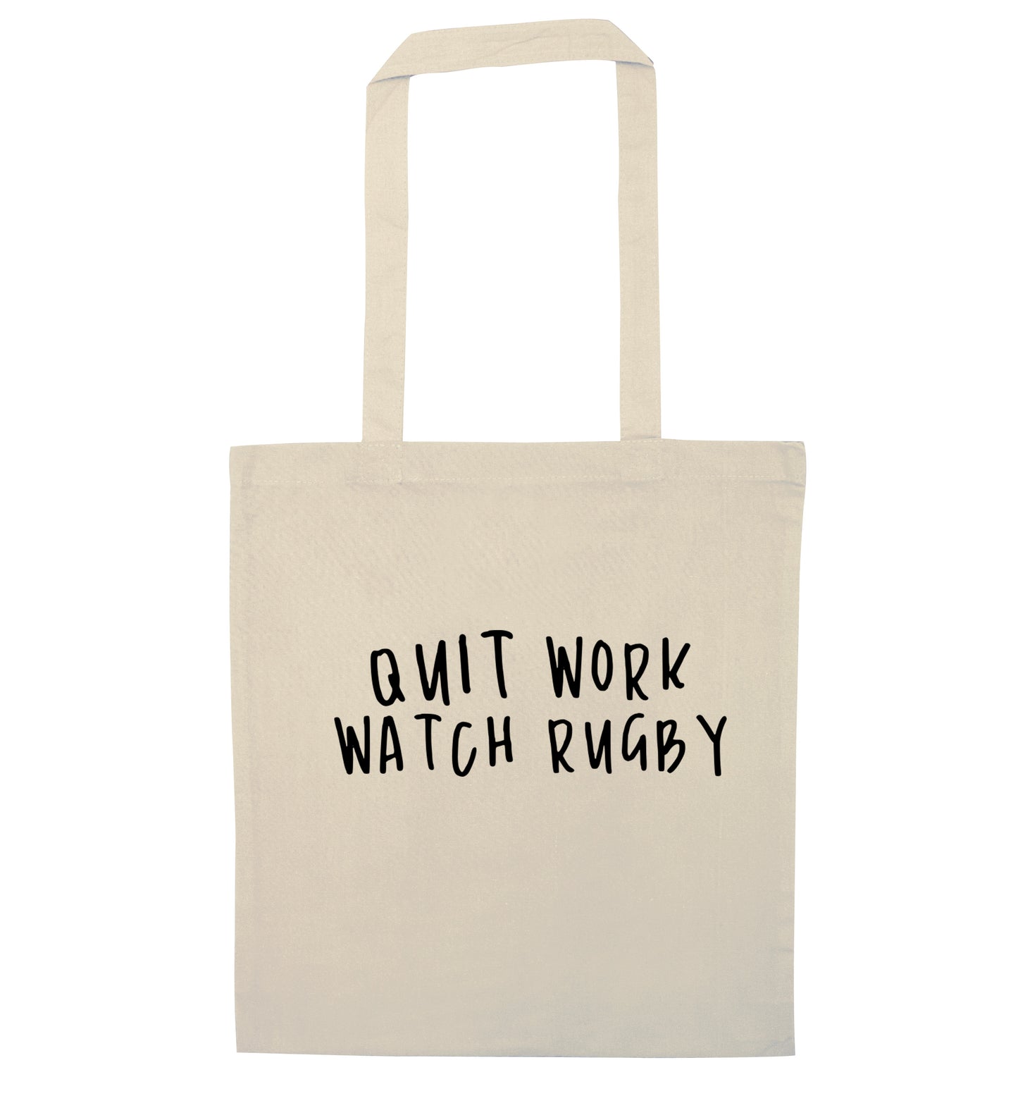 Quit work watch rugby natural tote bag