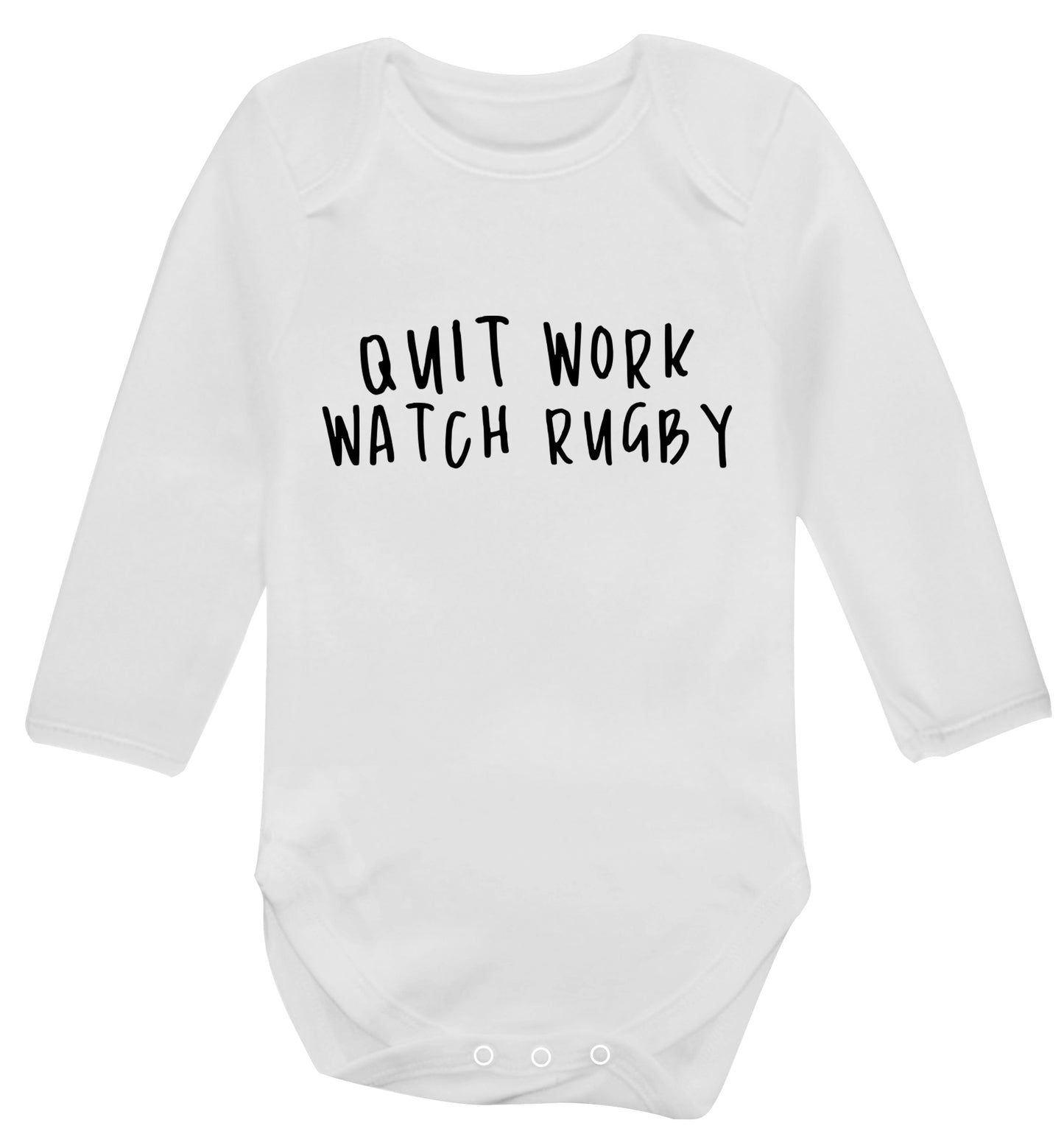 Quit work watch rugby Baby Vest long sleeved white 6-12 months