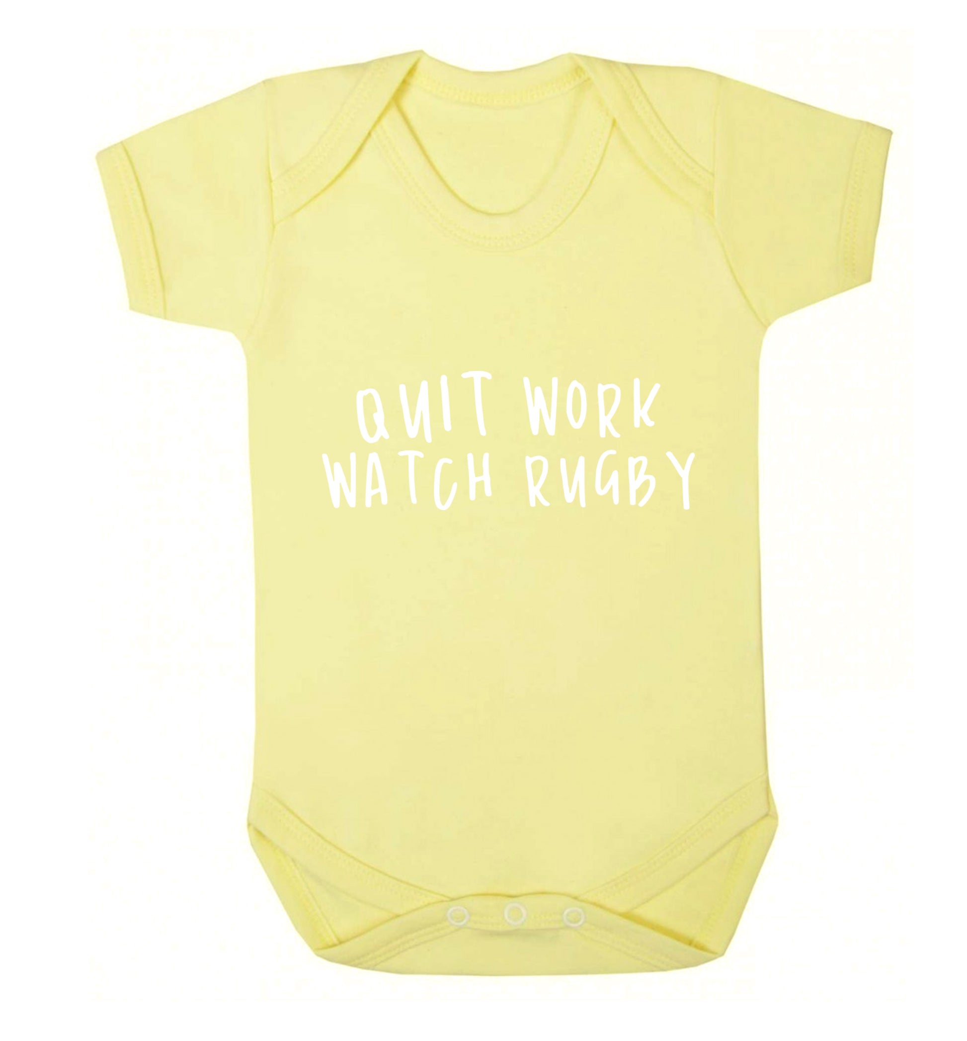 Quit work watch rugby Baby Vest pale yellow 18-24 months