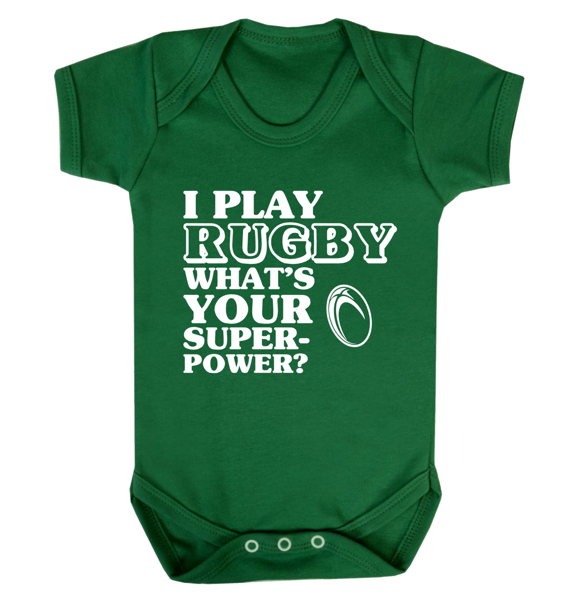 I play rugby what's your superpower? Baby Vest green 18-24 months