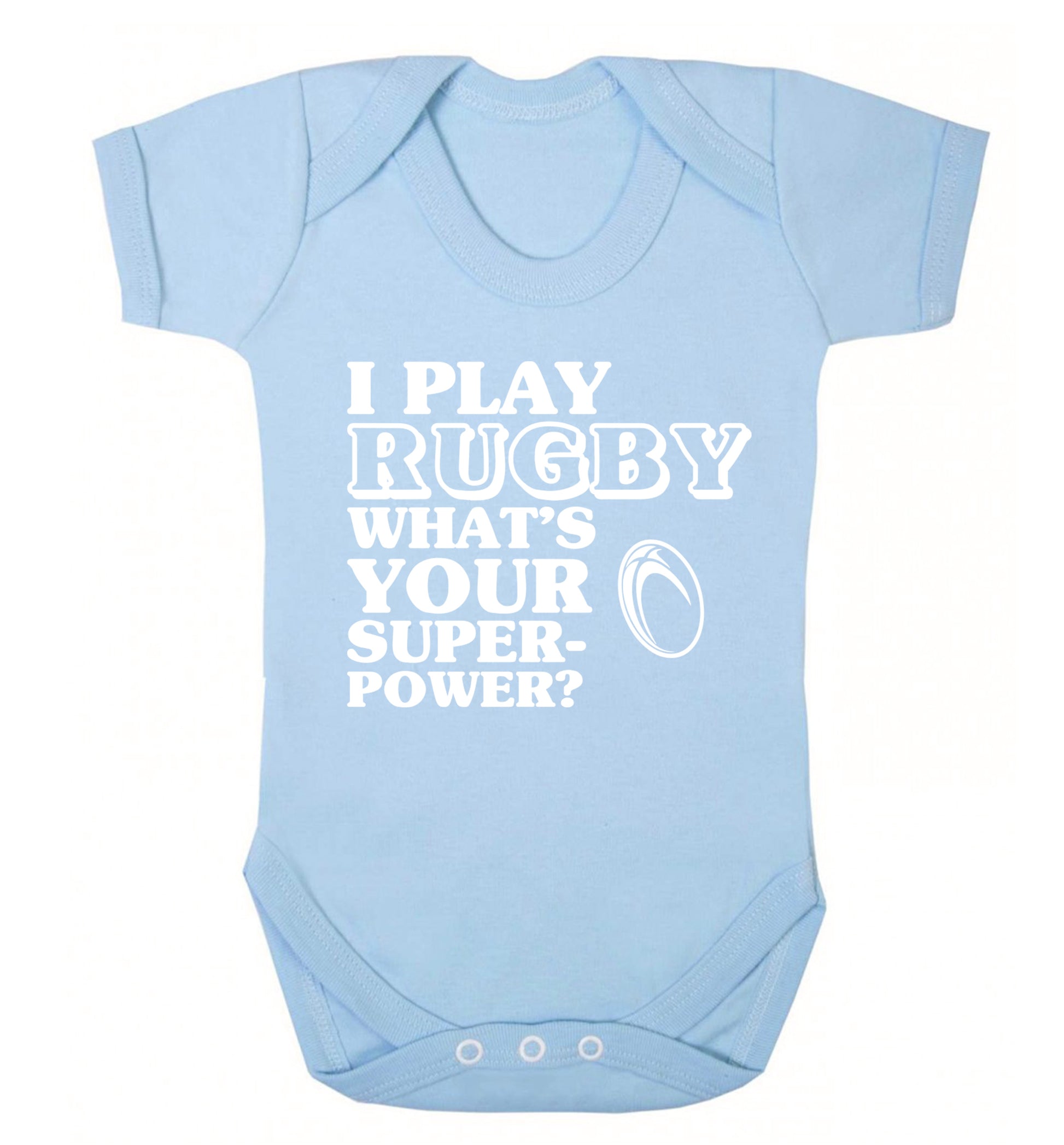 I play rugby what's your superpower? Baby Vest pale blue 18-24 months