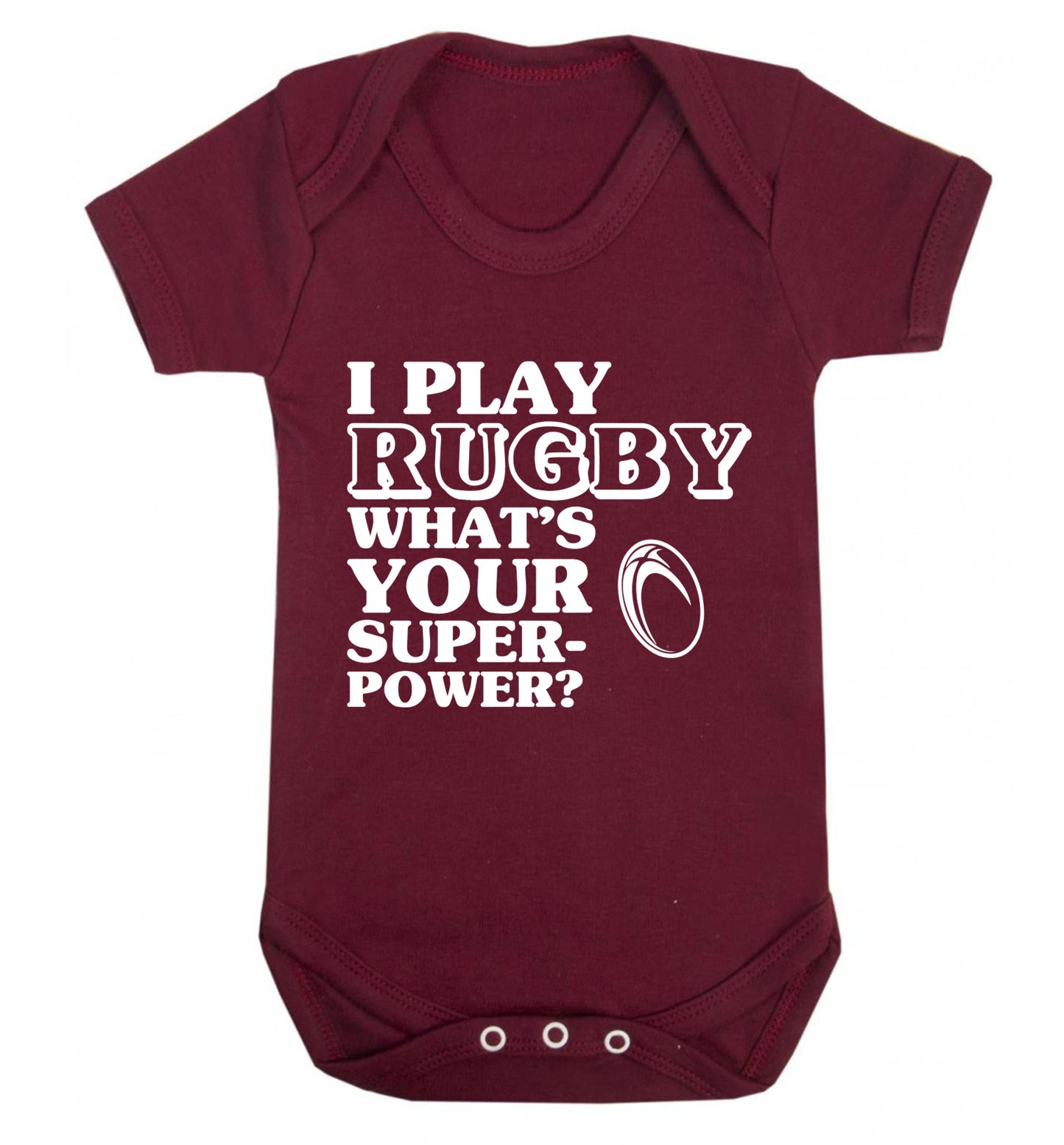 I play rugby what's your superpower? Baby Vest maroon 18-24 months