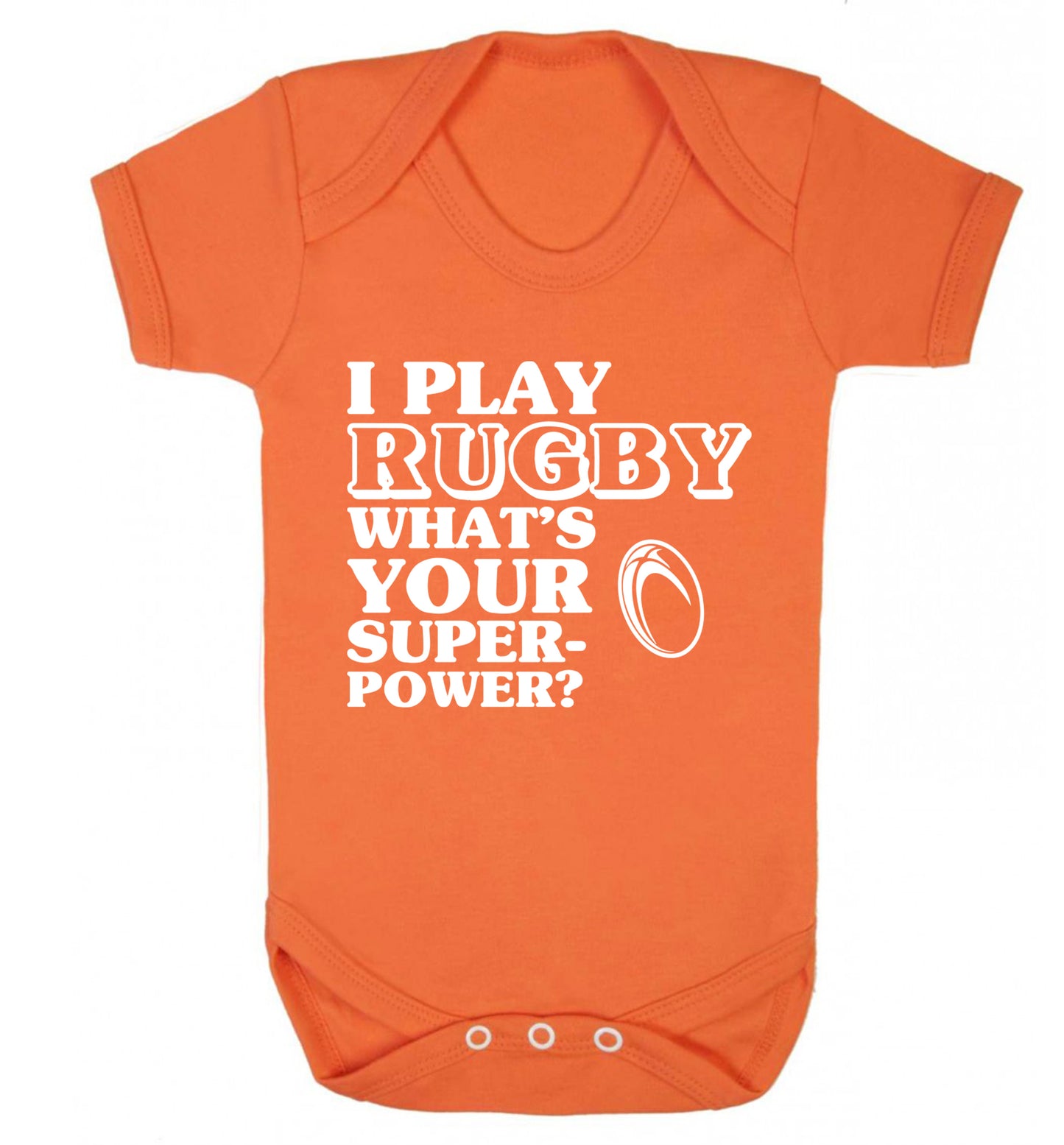 I play rugby what's your superpower? Baby Vest orange 18-24 months