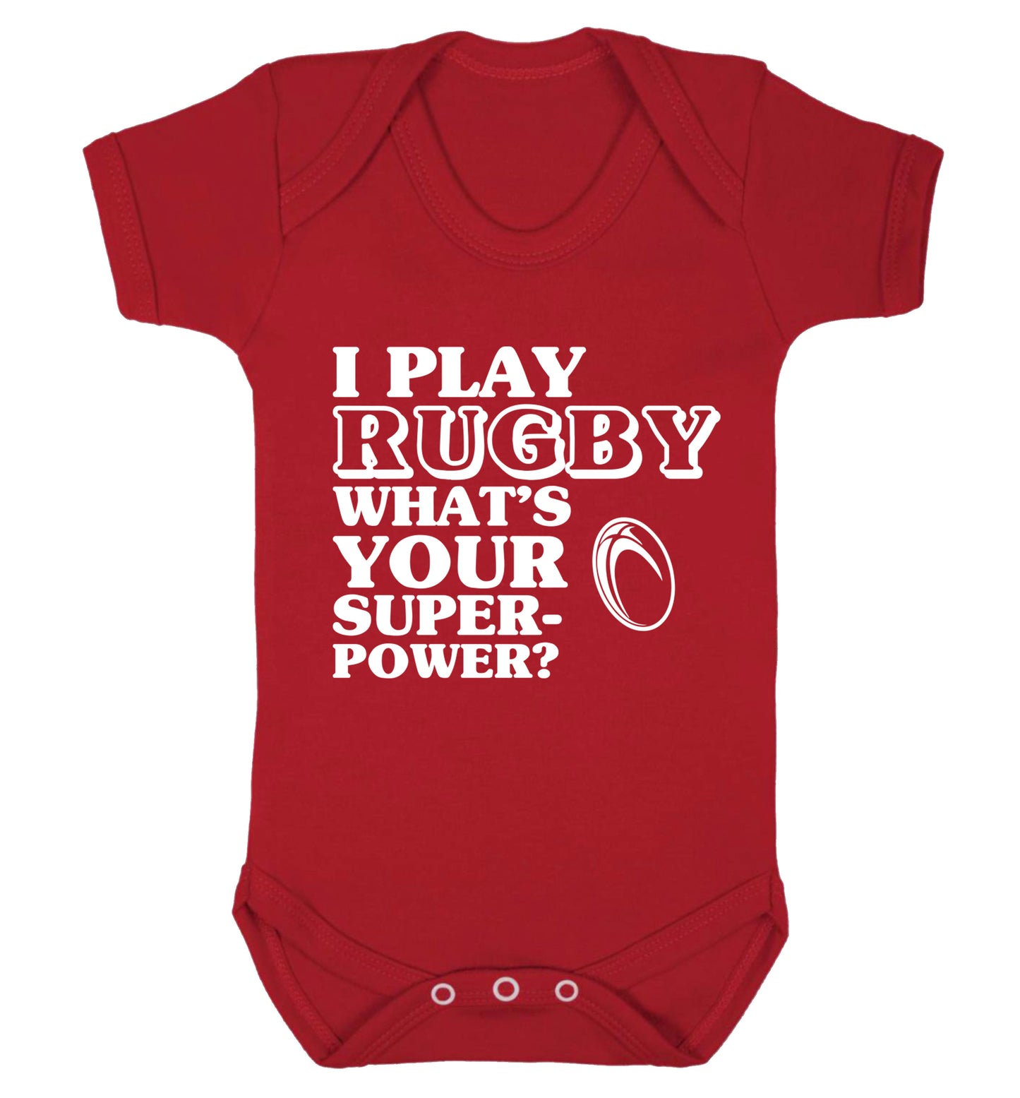 I play rugby what's your superpower? Baby Vest red 18-24 months
