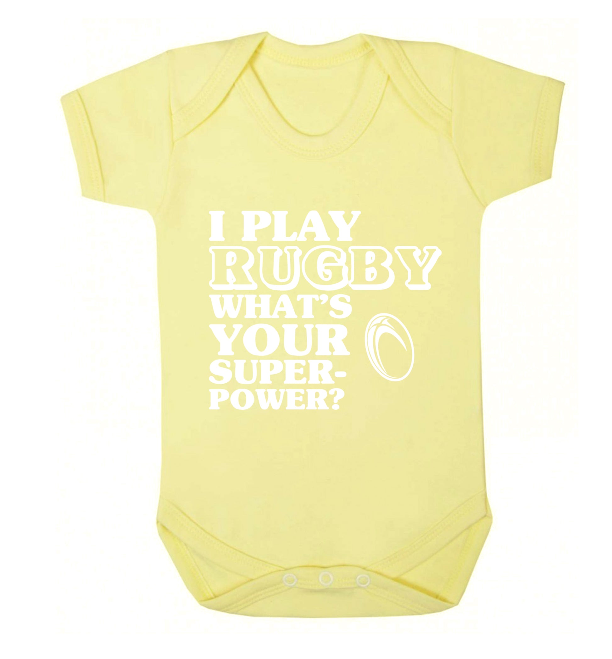 I play rugby what's your superpower? Baby Vest pale yellow 18-24 months