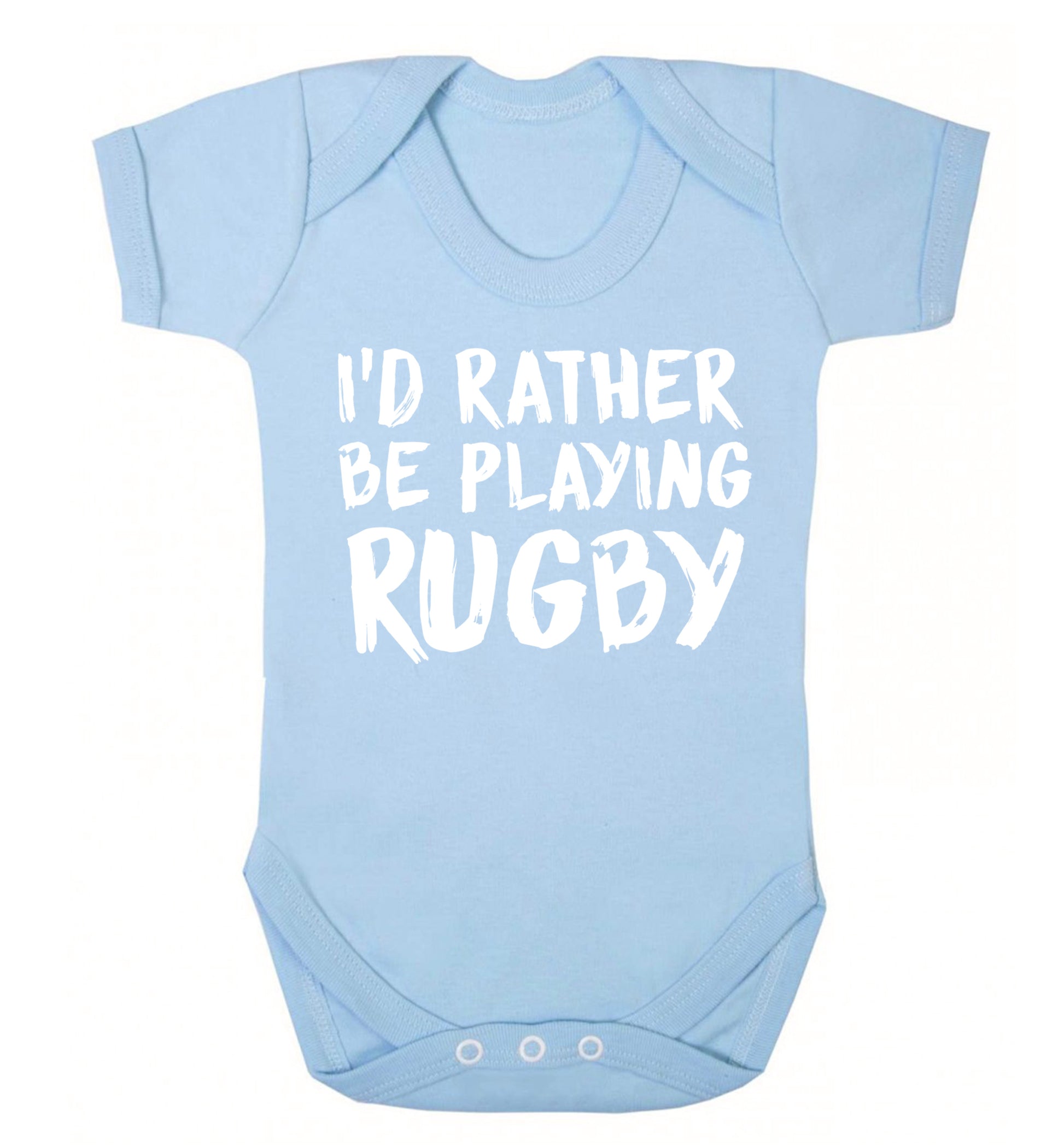 I'd rather be playing rugby Baby Vest pale blue 18-24 months