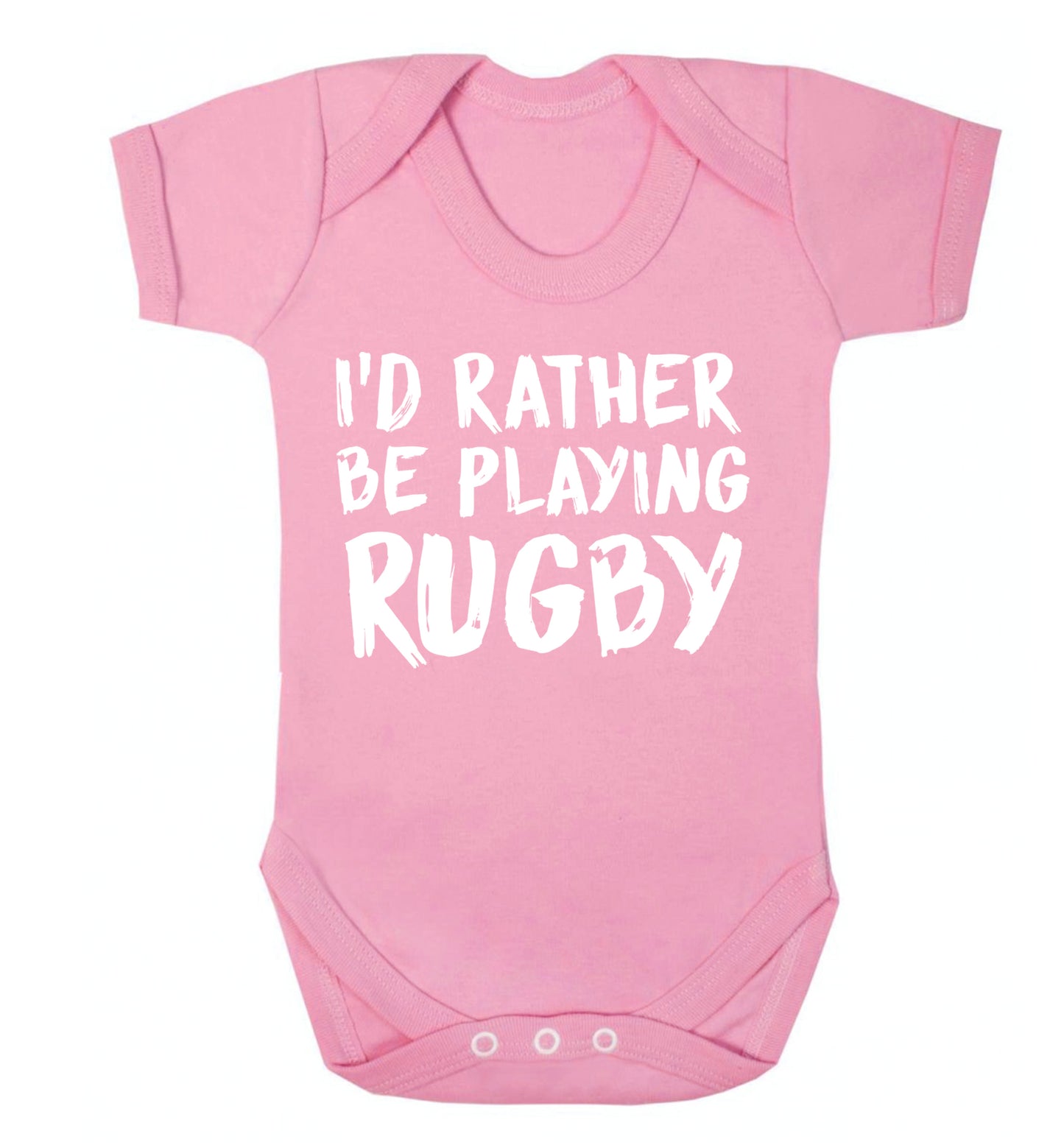 I'd rather be playing rugby Baby Vest pale pink 18-24 months