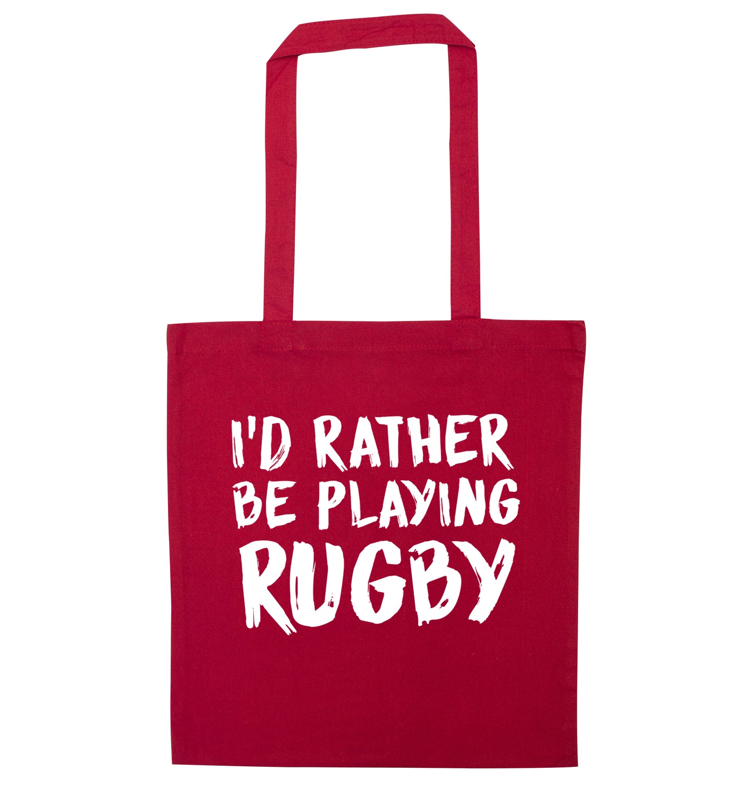 I'd rather be playing rugby red tote bag