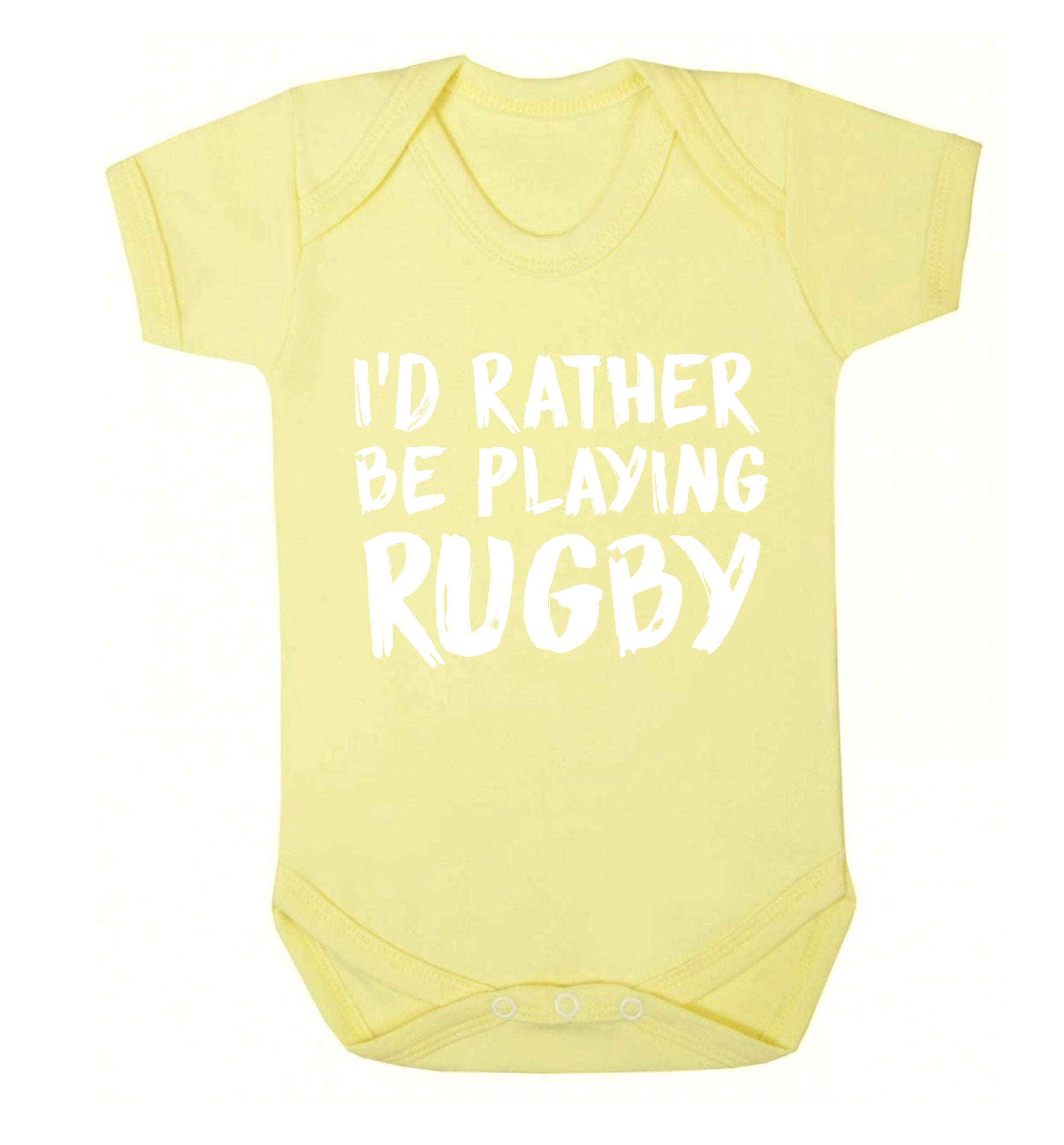 I'd rather be playing rugby Baby Vest pale yellow 18-24 months