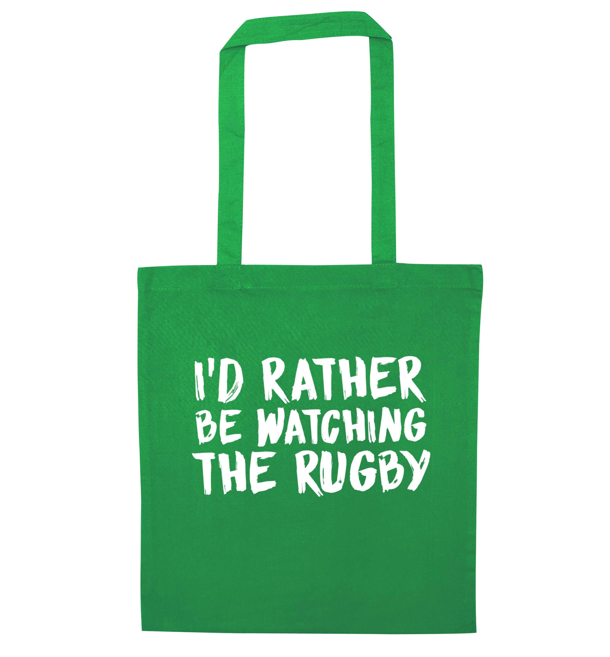 I'd rather be watching the rugby green tote bag