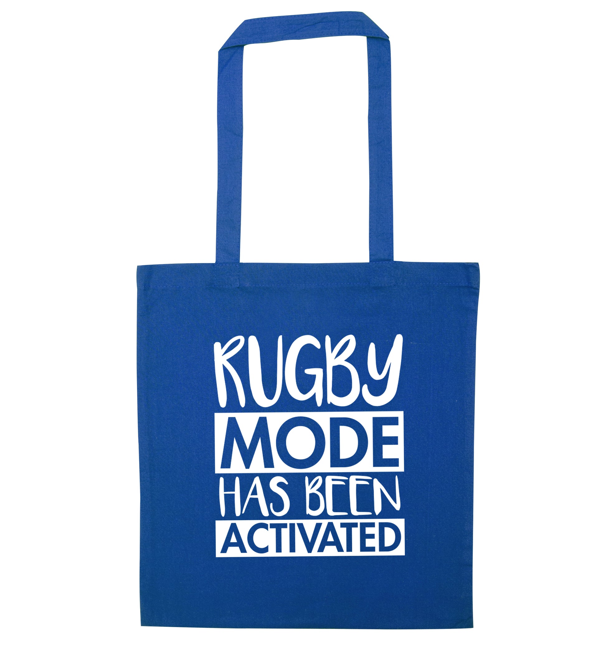 Rugby mode activated blue tote bag