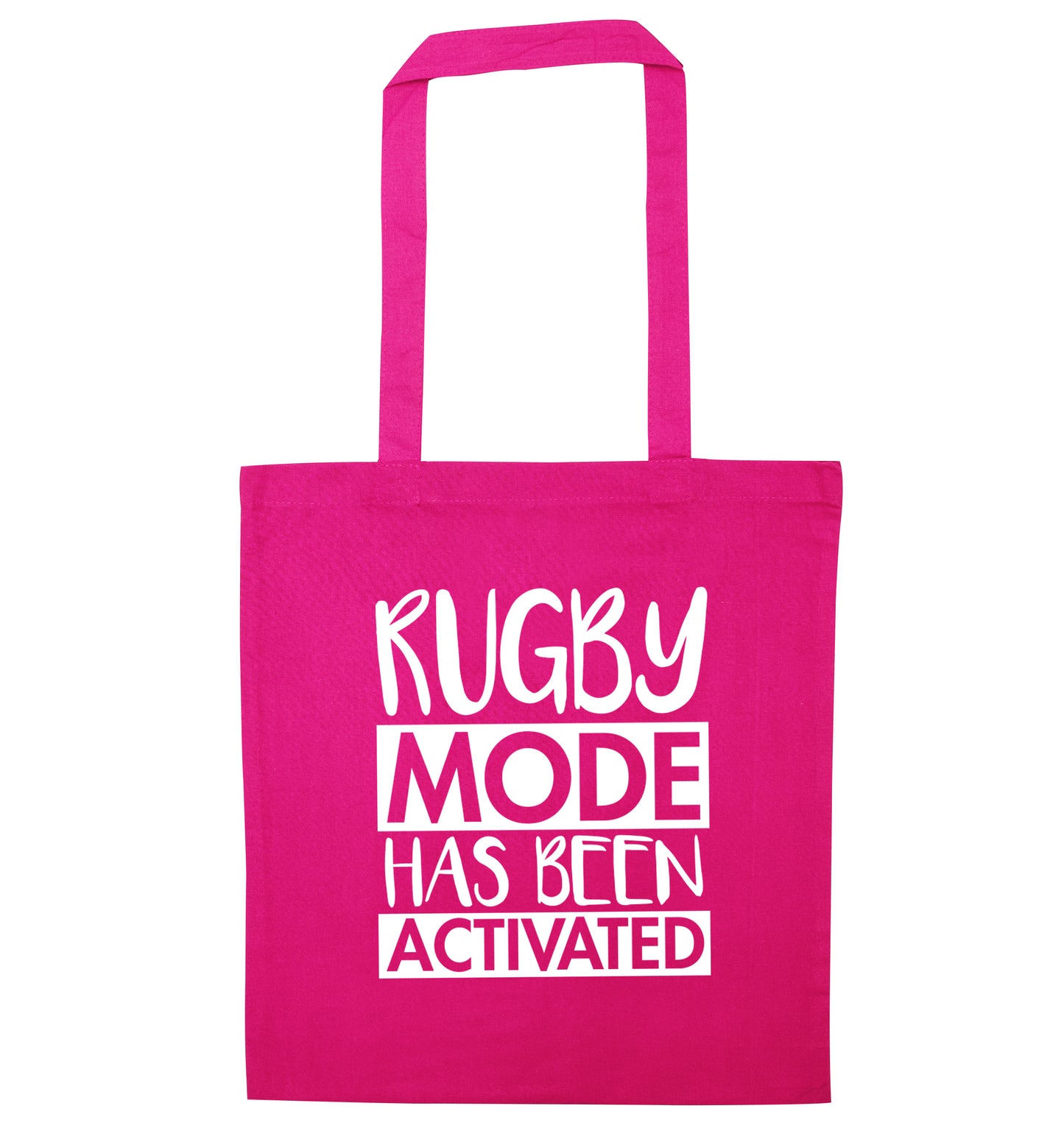 Rugby mode activated pink tote bag