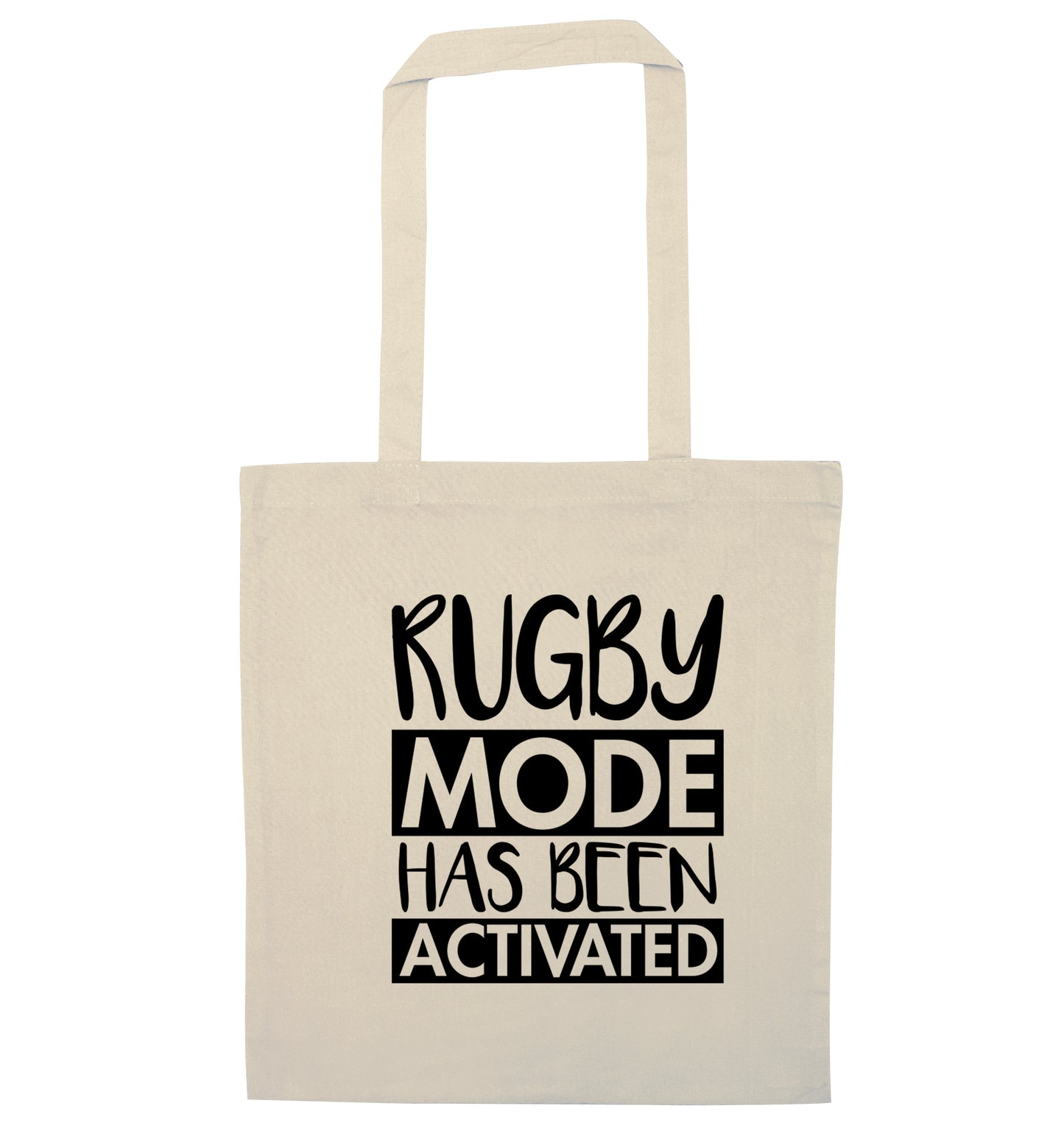 Rugby mode activated natural tote bag