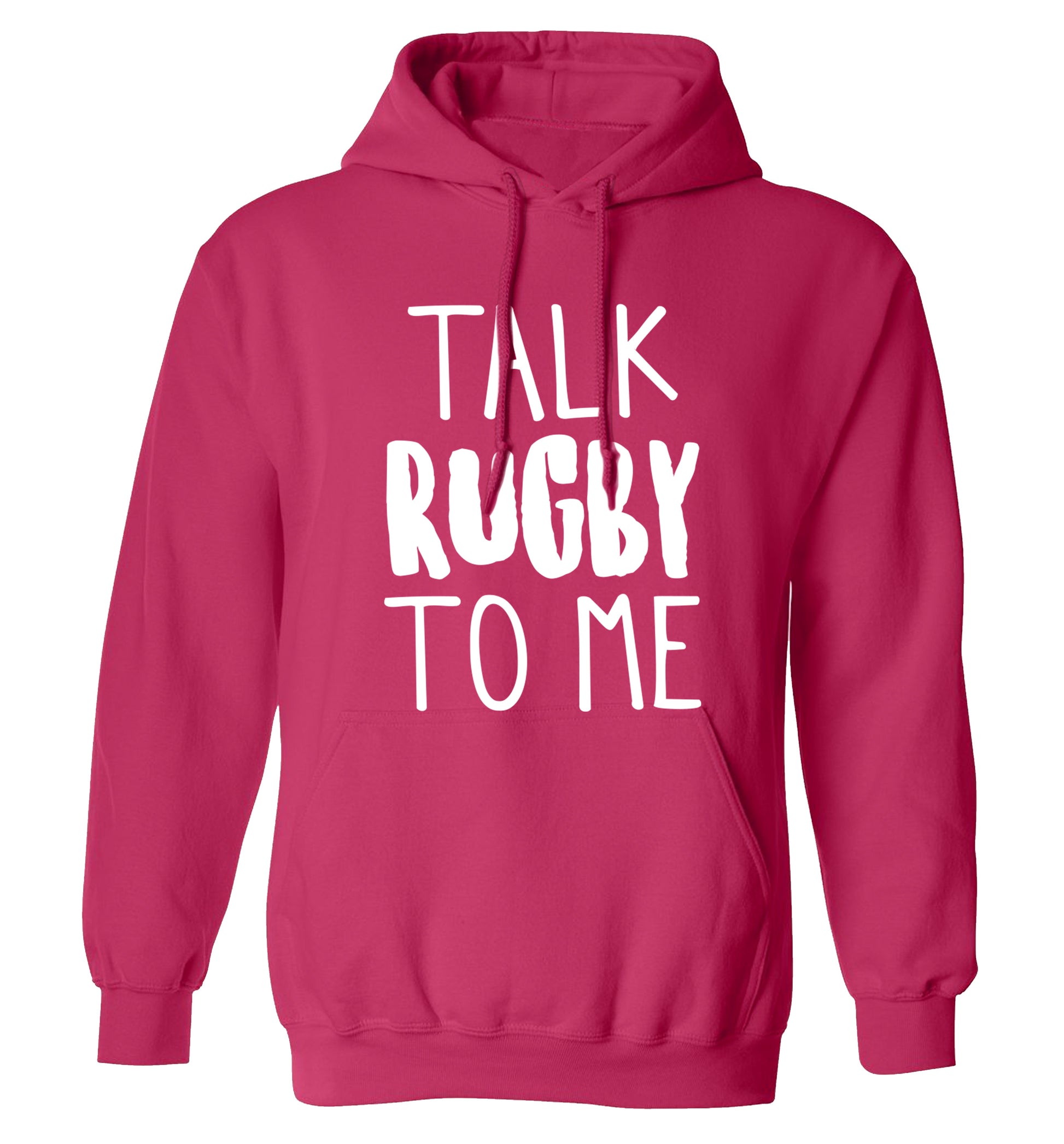 Talk rugby to me adults unisex pink hoodie 2XL