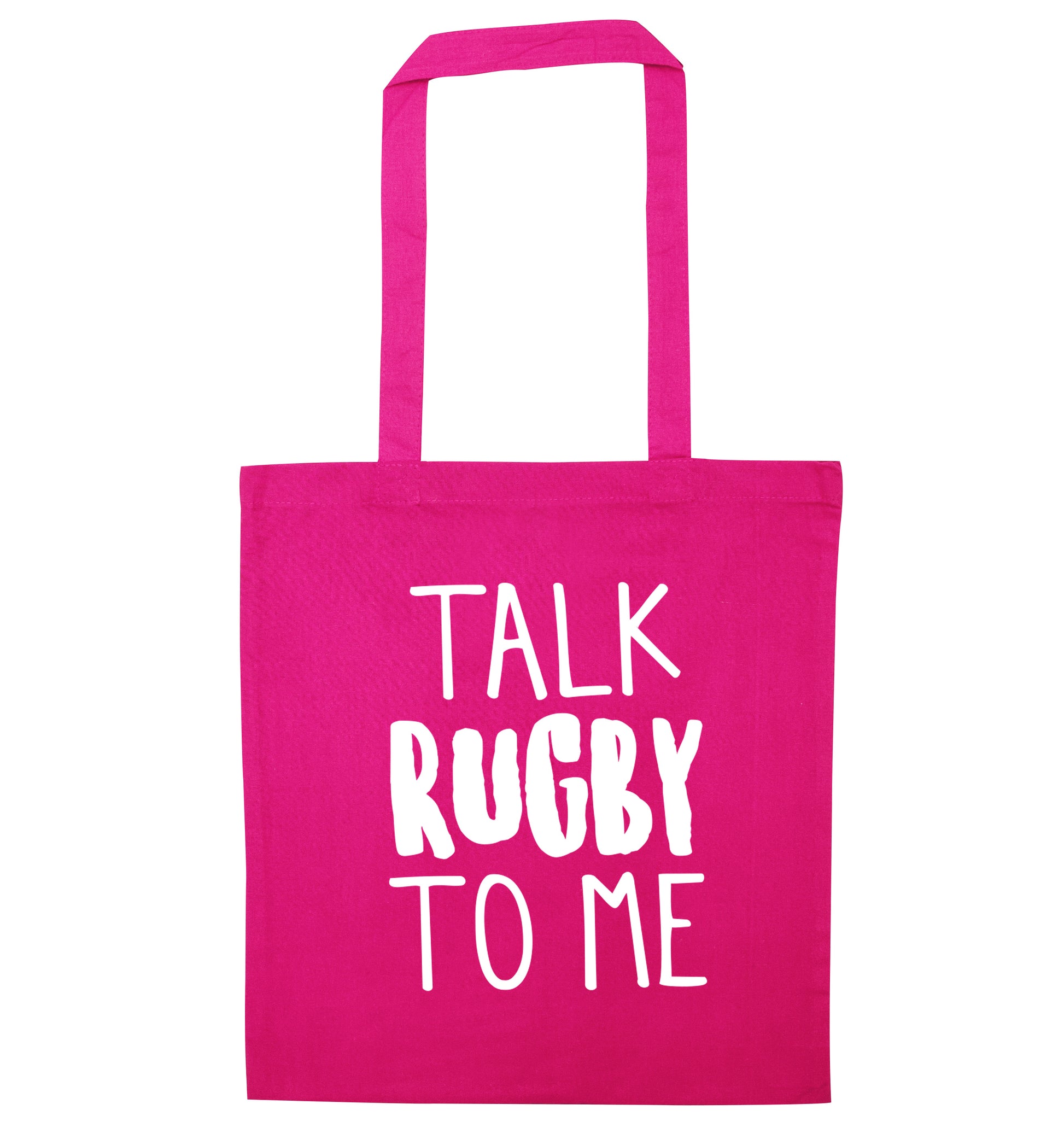 Talk rugby to me pink tote bag